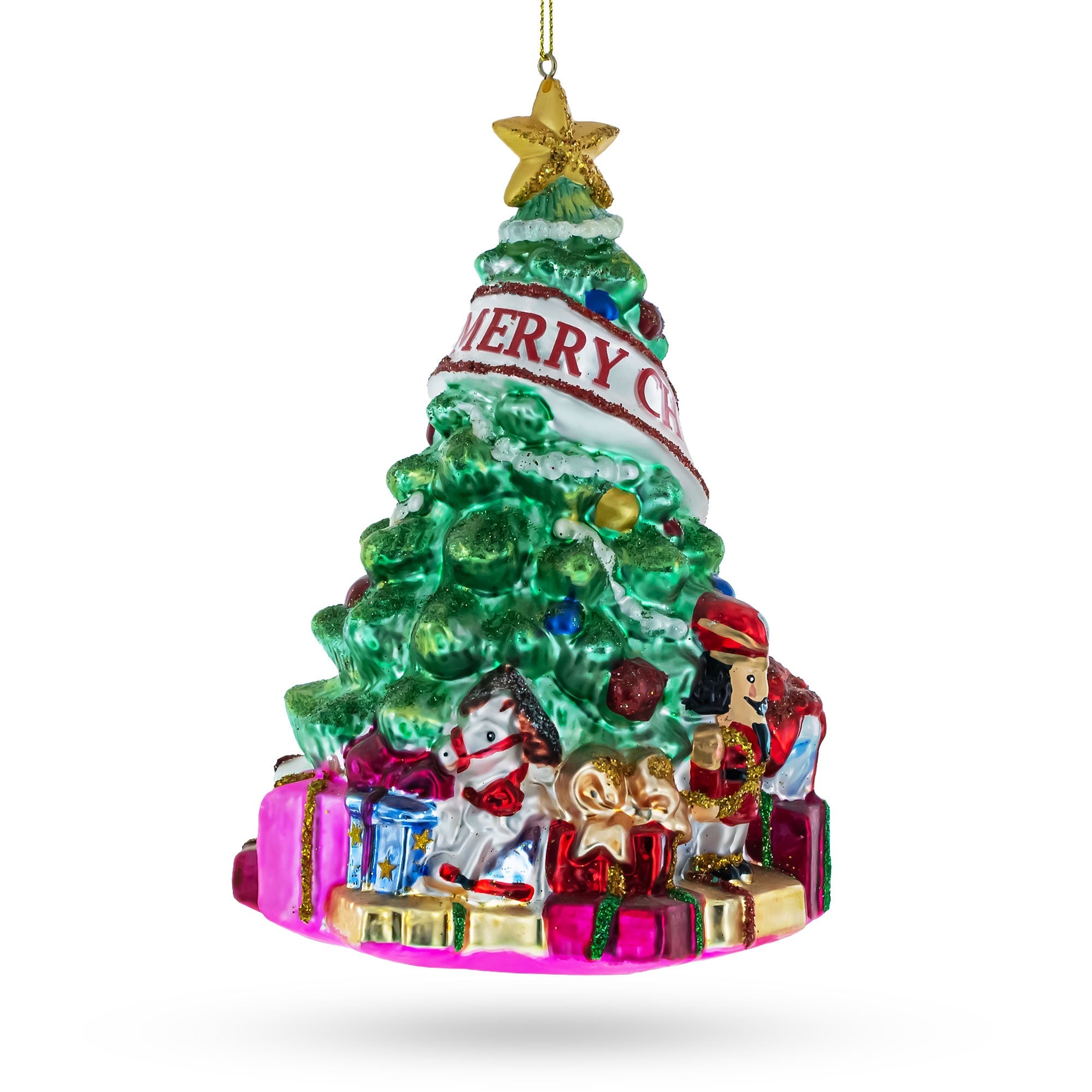 Decorated Christmas Tree Glass Christmas Ornament