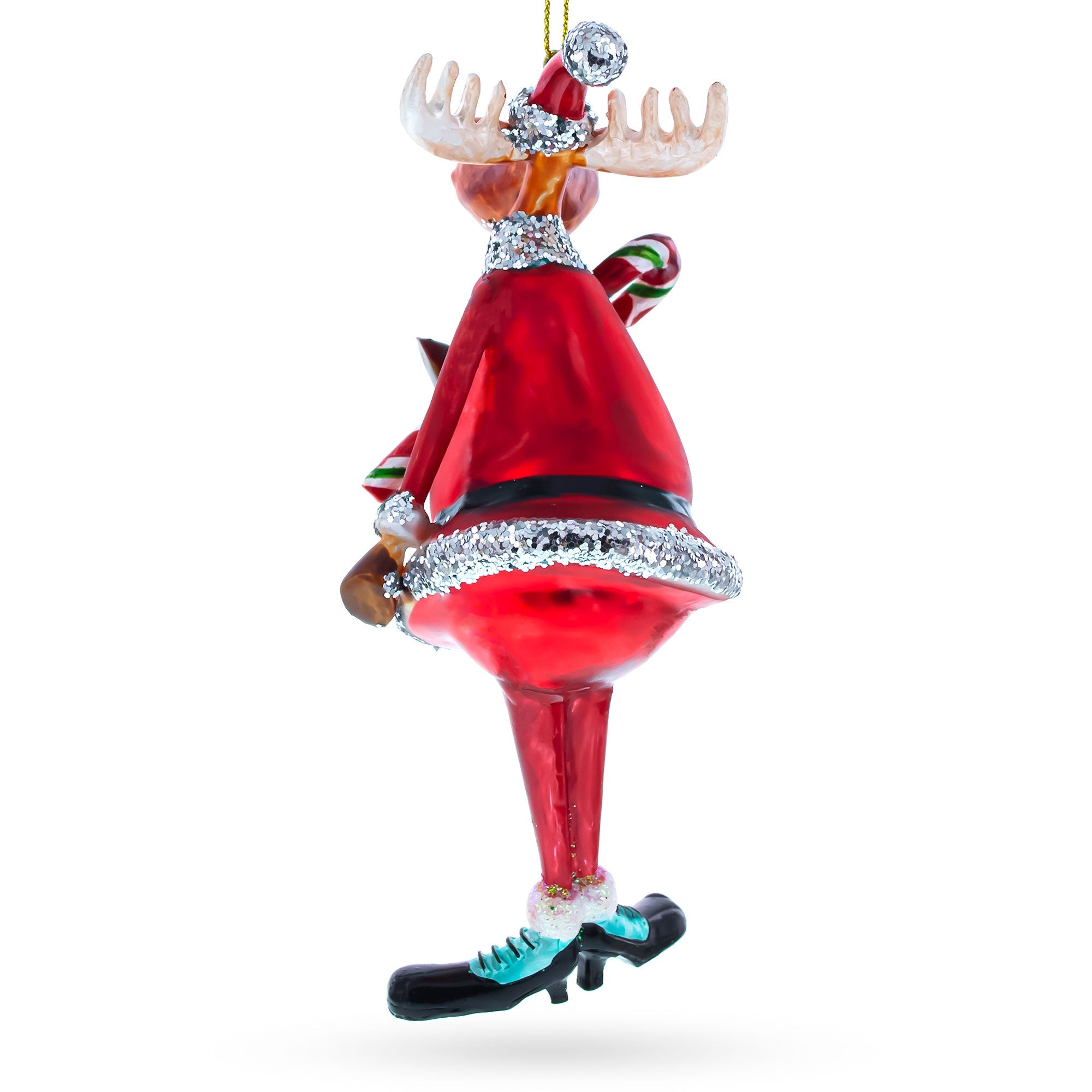 Chubby Moose Glass Christmas Ornament