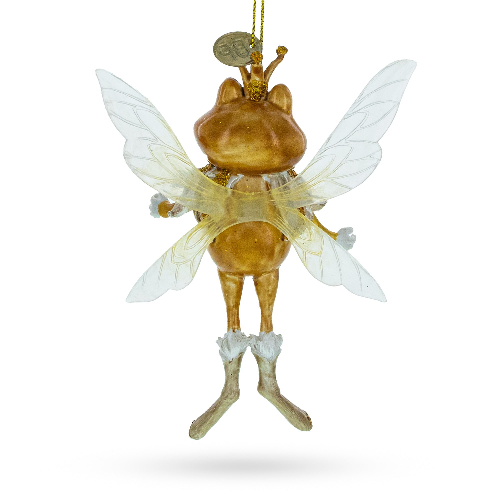 Fairy Frog with Wings Glass Christmas Ornament