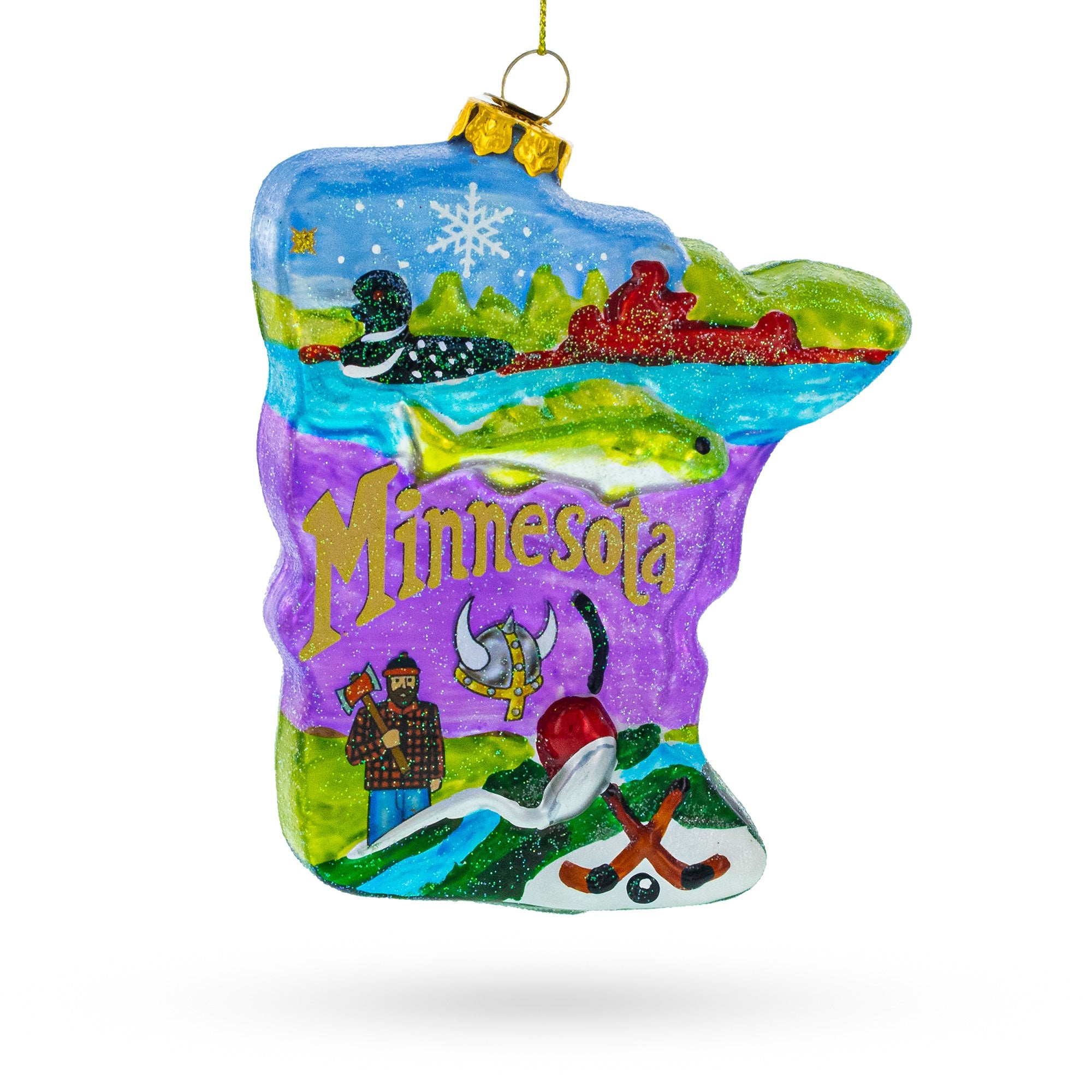 Minnesota Landmarks Glass Christmas Ornament