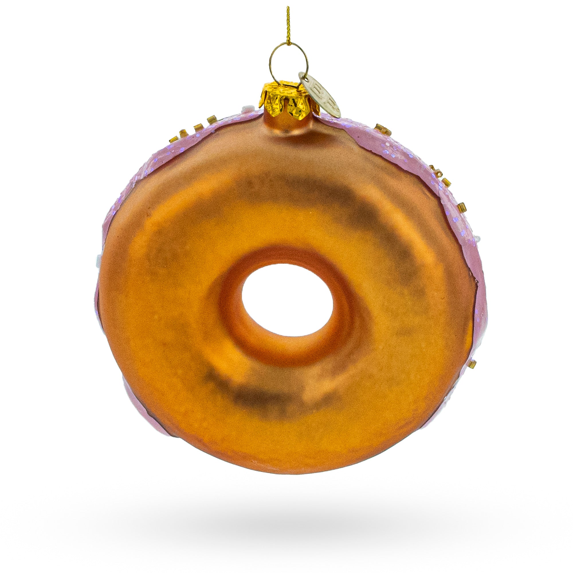 Pink Glazed Donut Glass Christmas Ornament