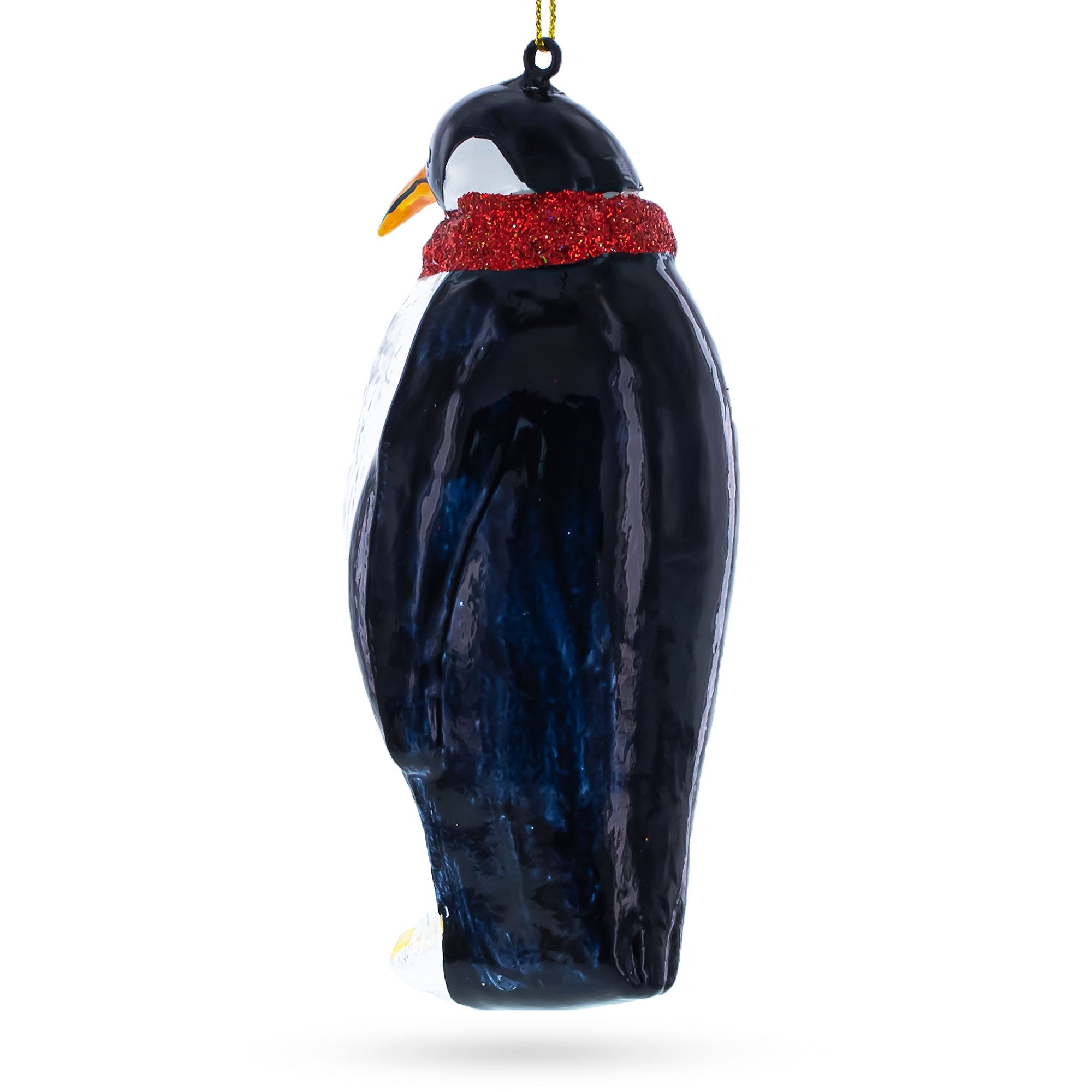 Penguin with Scarf Glass Christmas Ornament