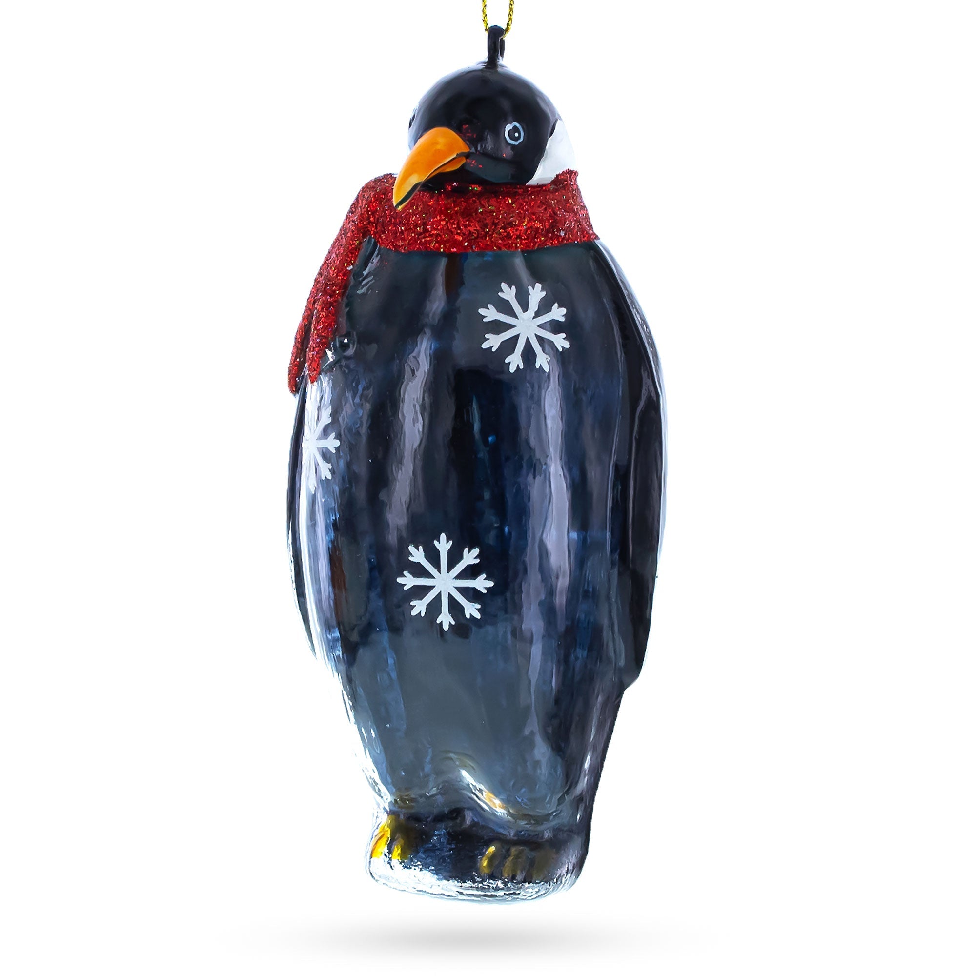 Penguin with Scarf Glass Christmas Ornament