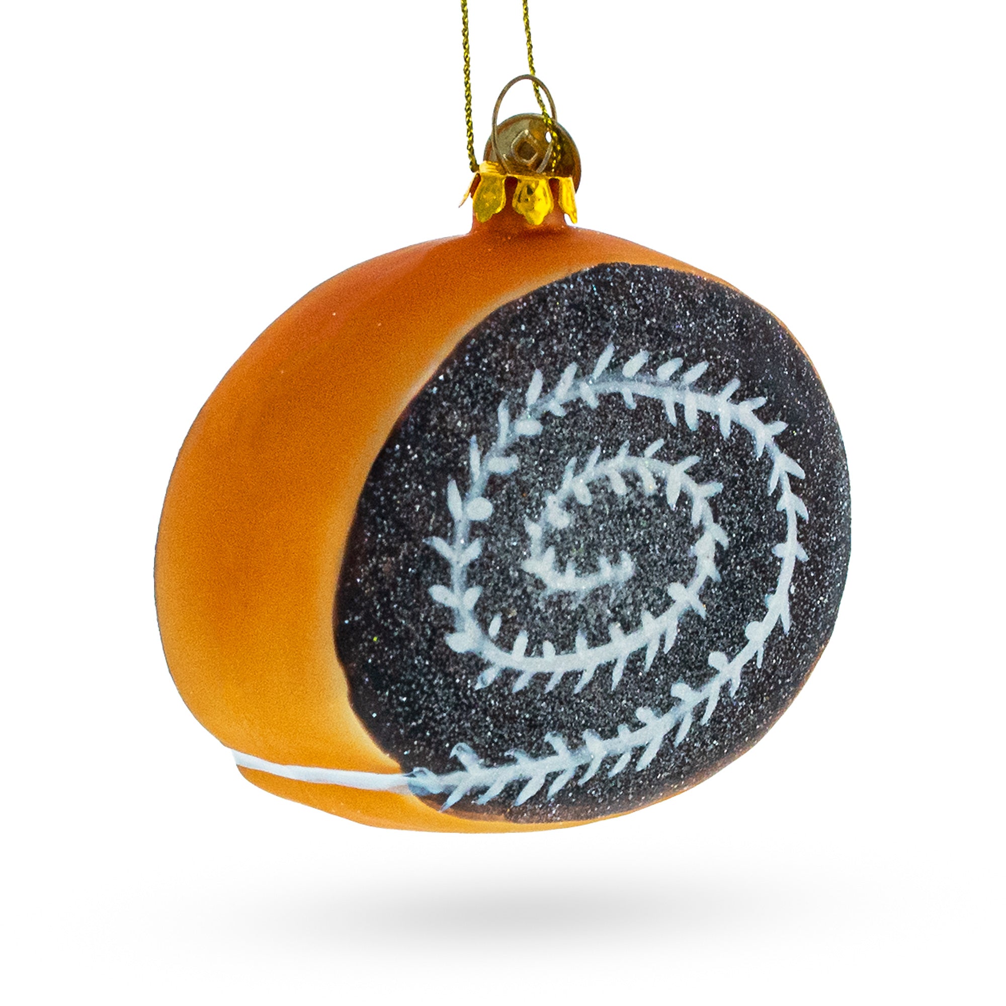 Chocolate Roll Cake Glass Christmas Ornament
