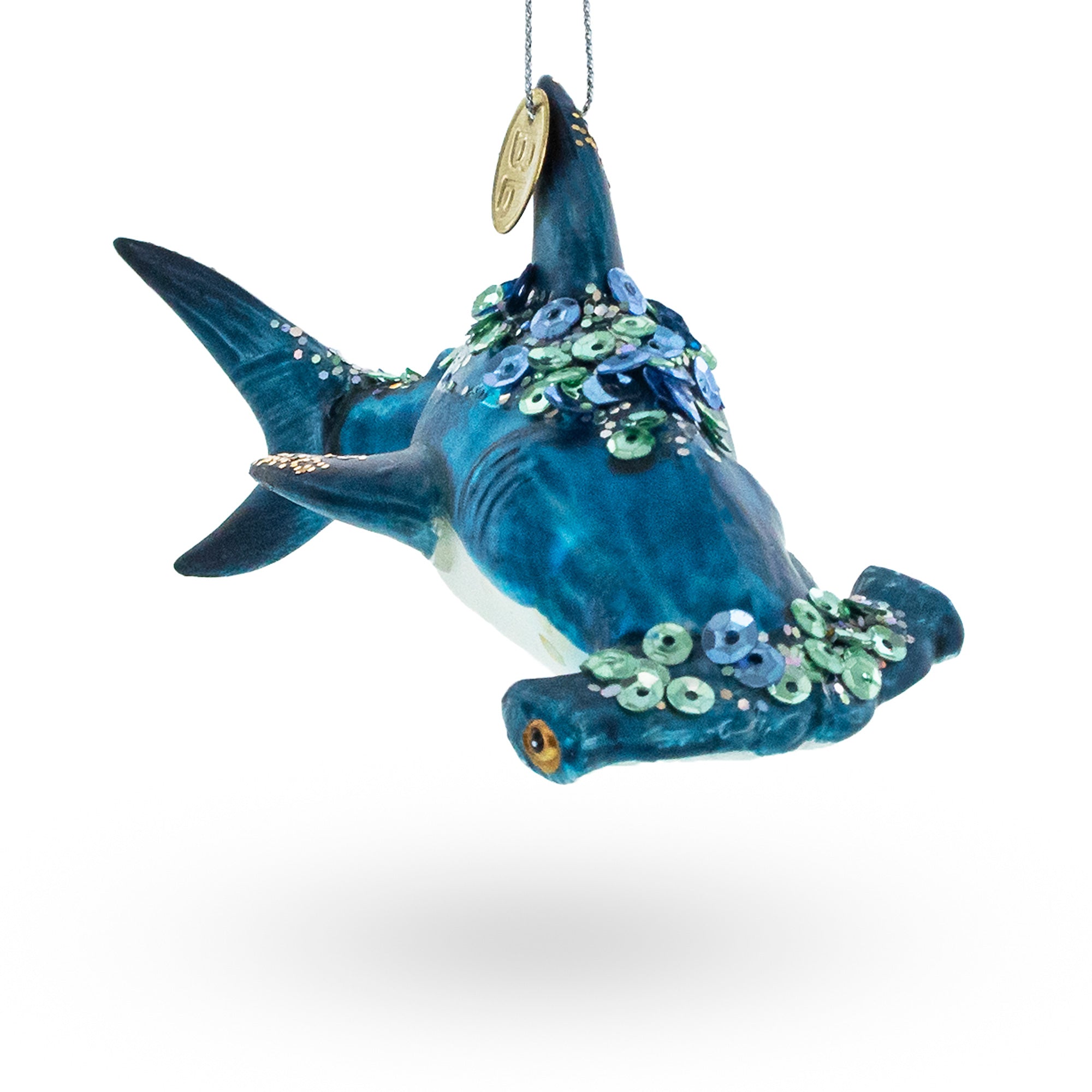Hammerhead Shark Glass Christmas Ornament