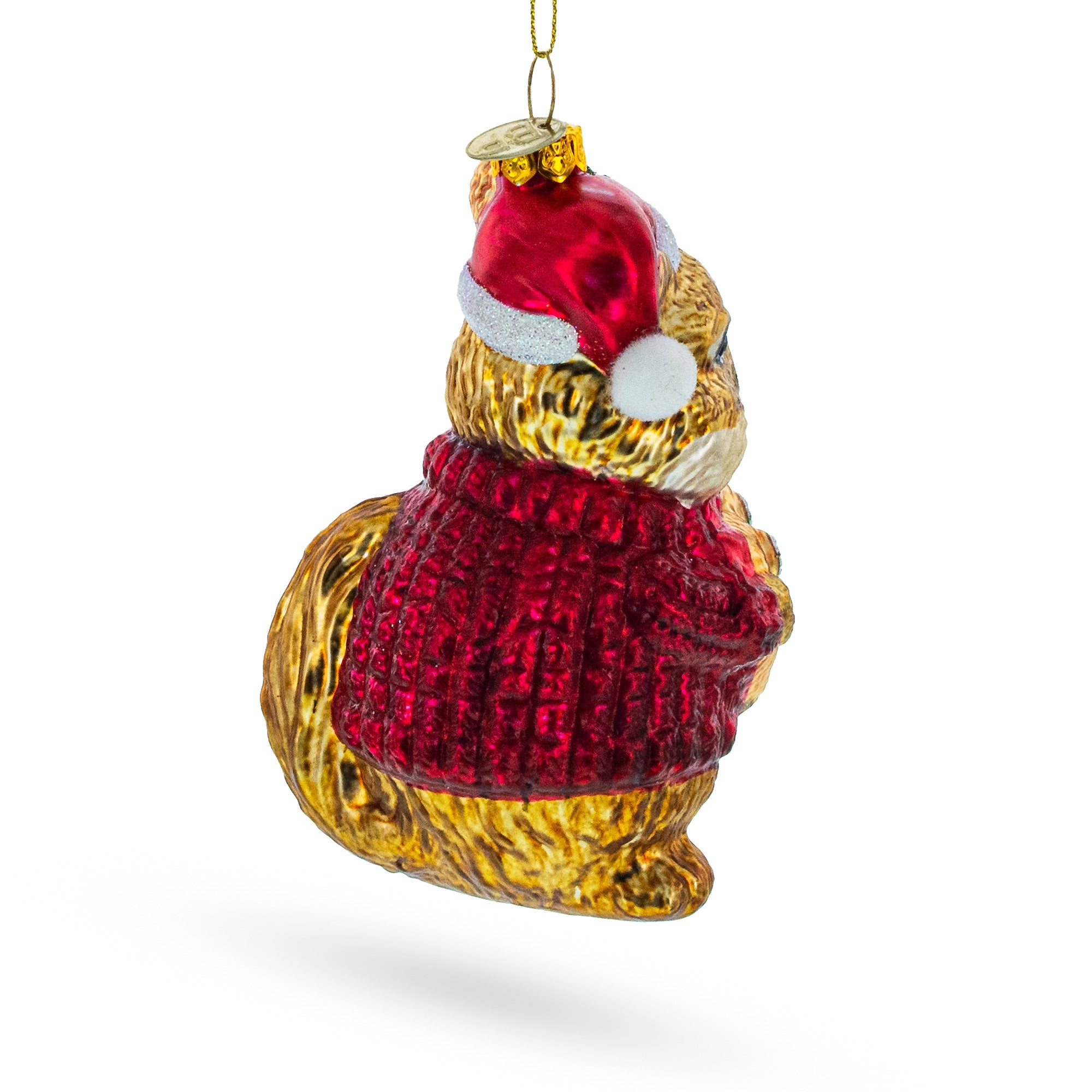 Chipmunk Adorning Christmas Tree Glass Ornament