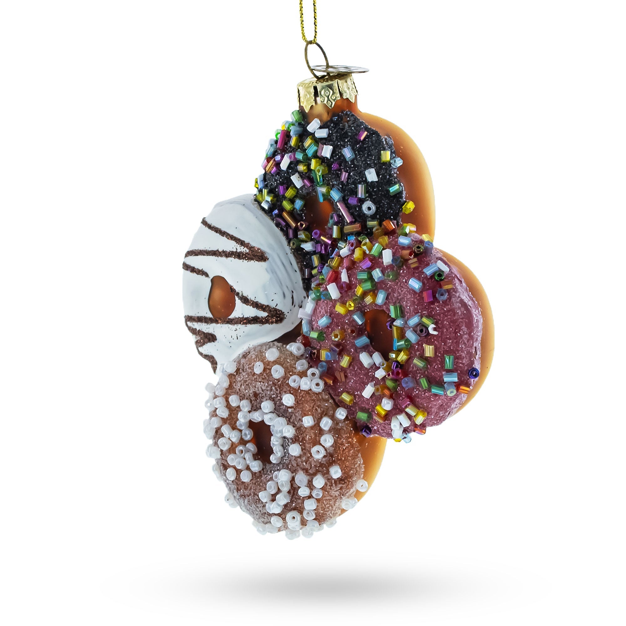 Festively Decorated Donuts Glass Christmas Ornament