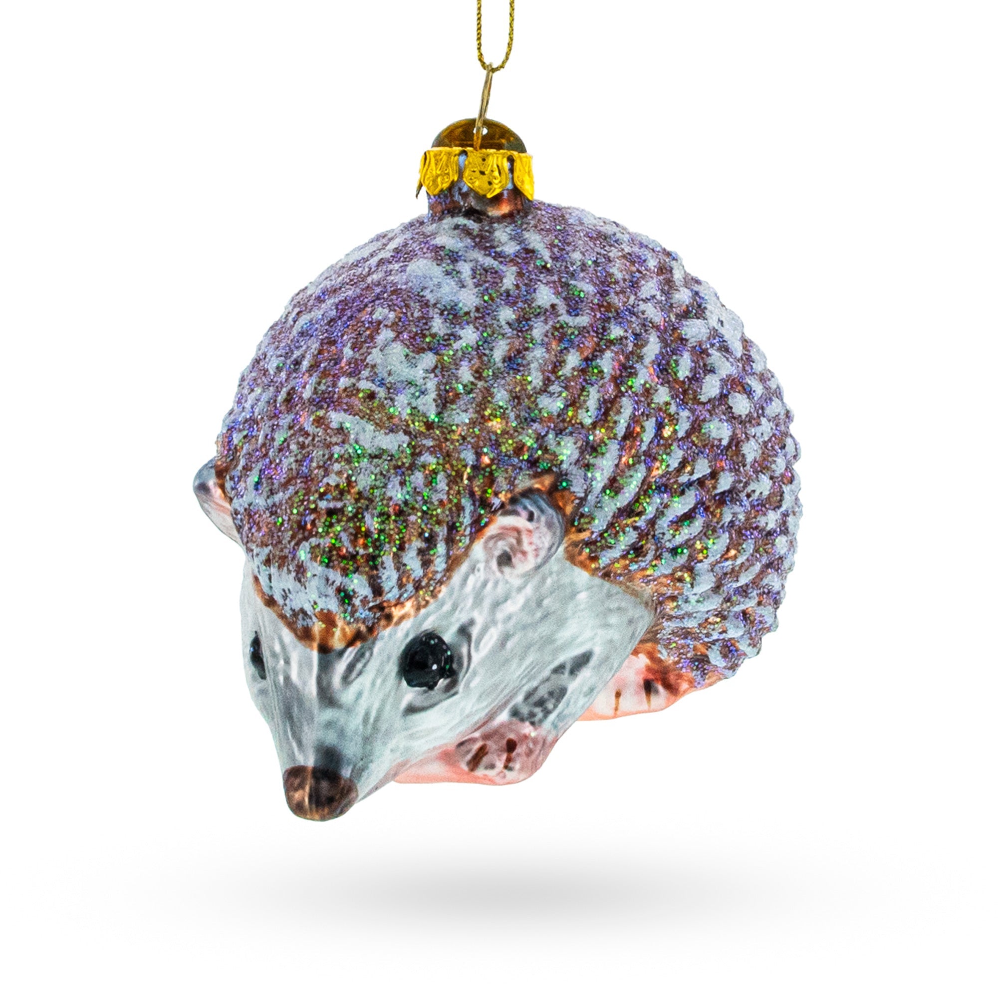 Sparkling Hedgehog Glass Christmas Ornament