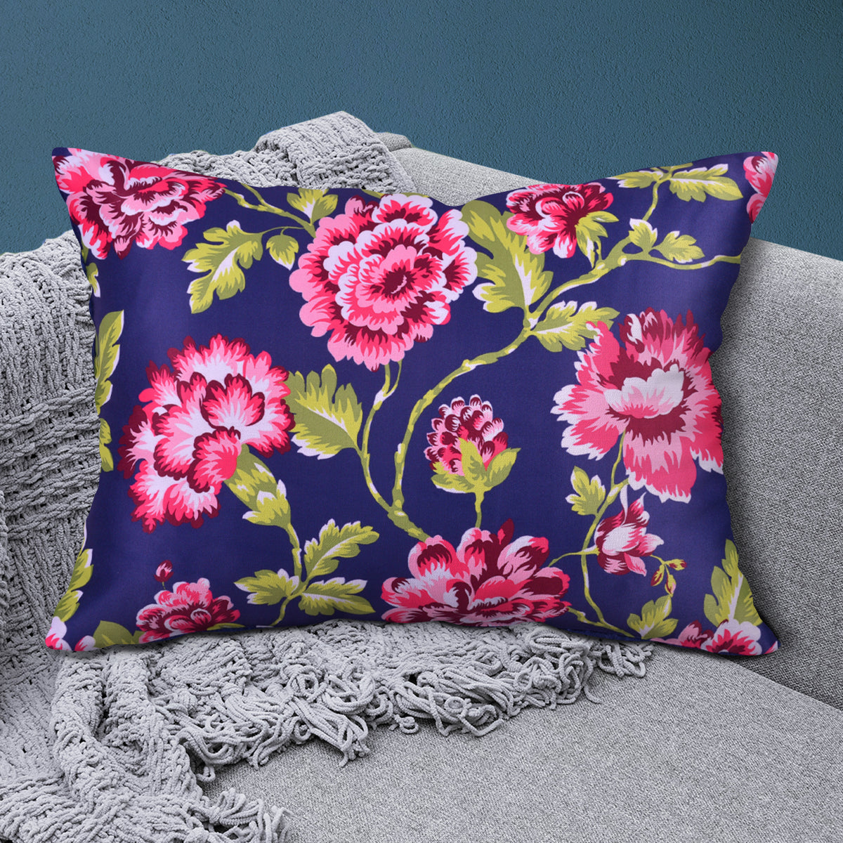 Floral Printed Throw Pillow Covers - 14 x 20 Inches