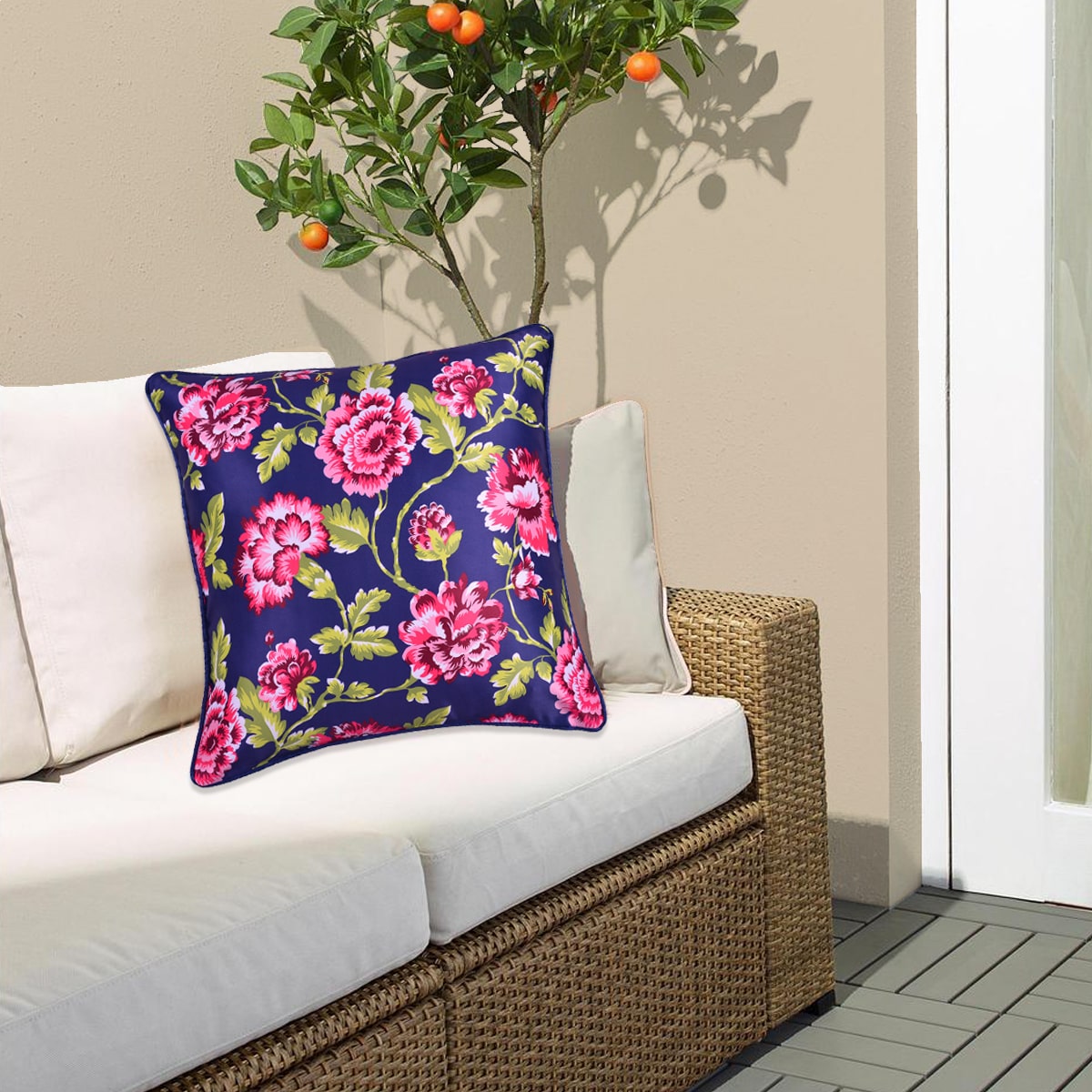 Floral Printed Throw Pillow Covers - 20 x 20 Inches