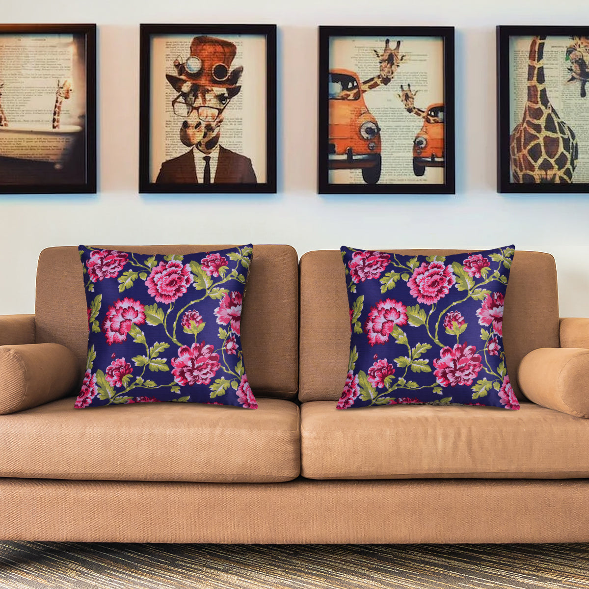 Floral Printed Throw Pillow Covers - 20 x 20 Inches
