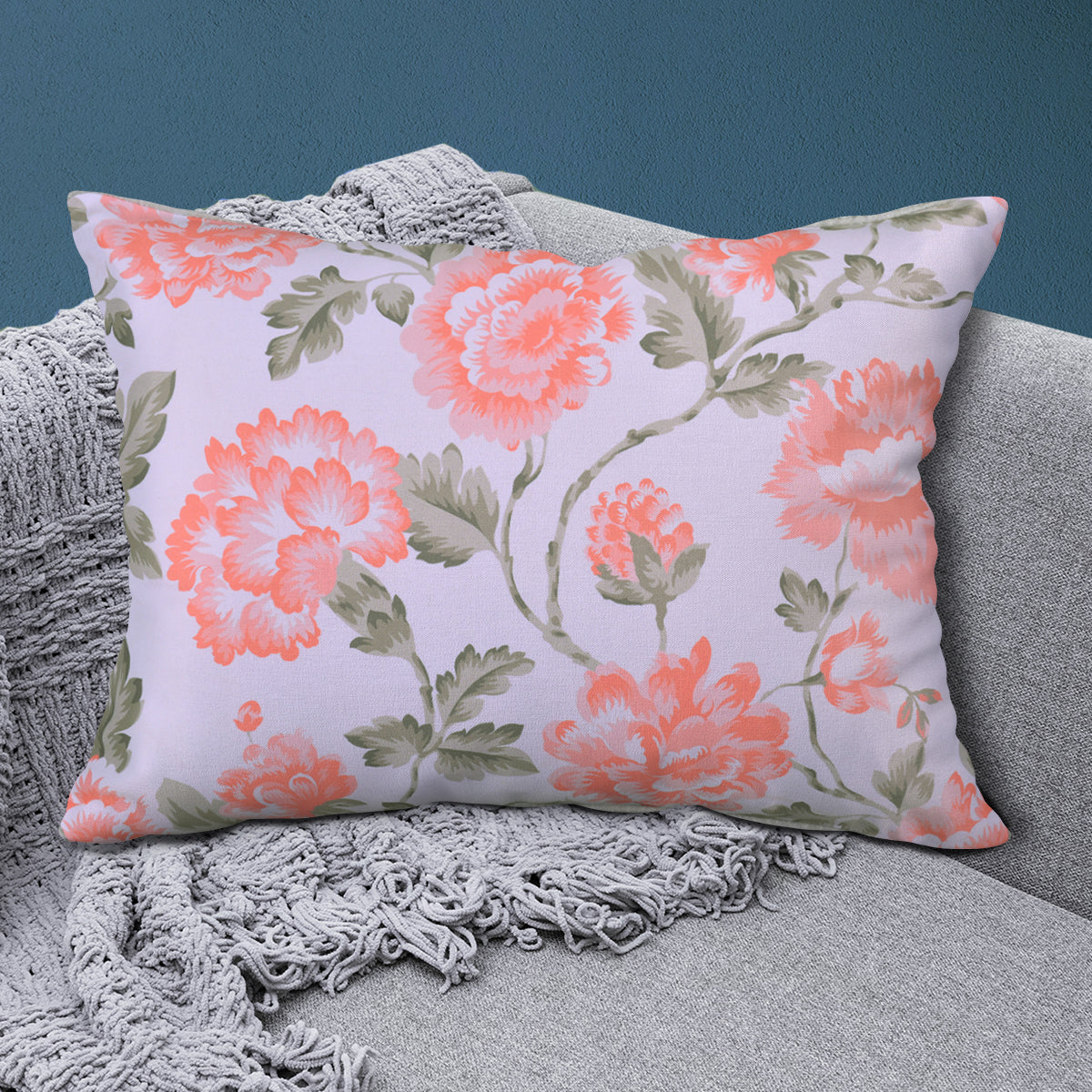 Floral Printed Throw Pillow Covers - 14 x 20 Inches