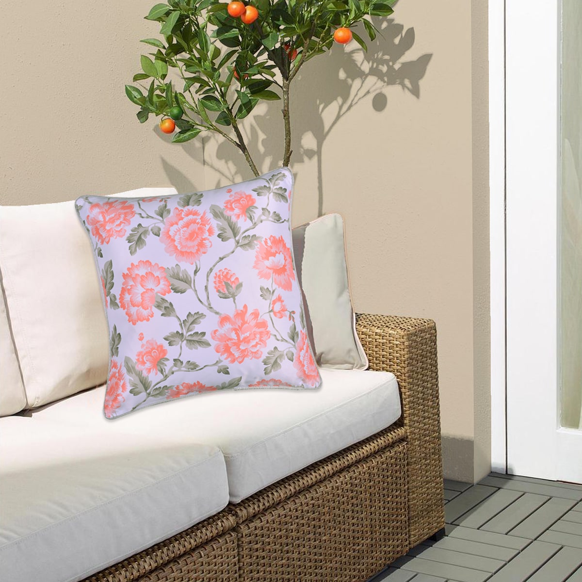 Floral Printed Throw Pillow Covers - 20 x 20 Inches
