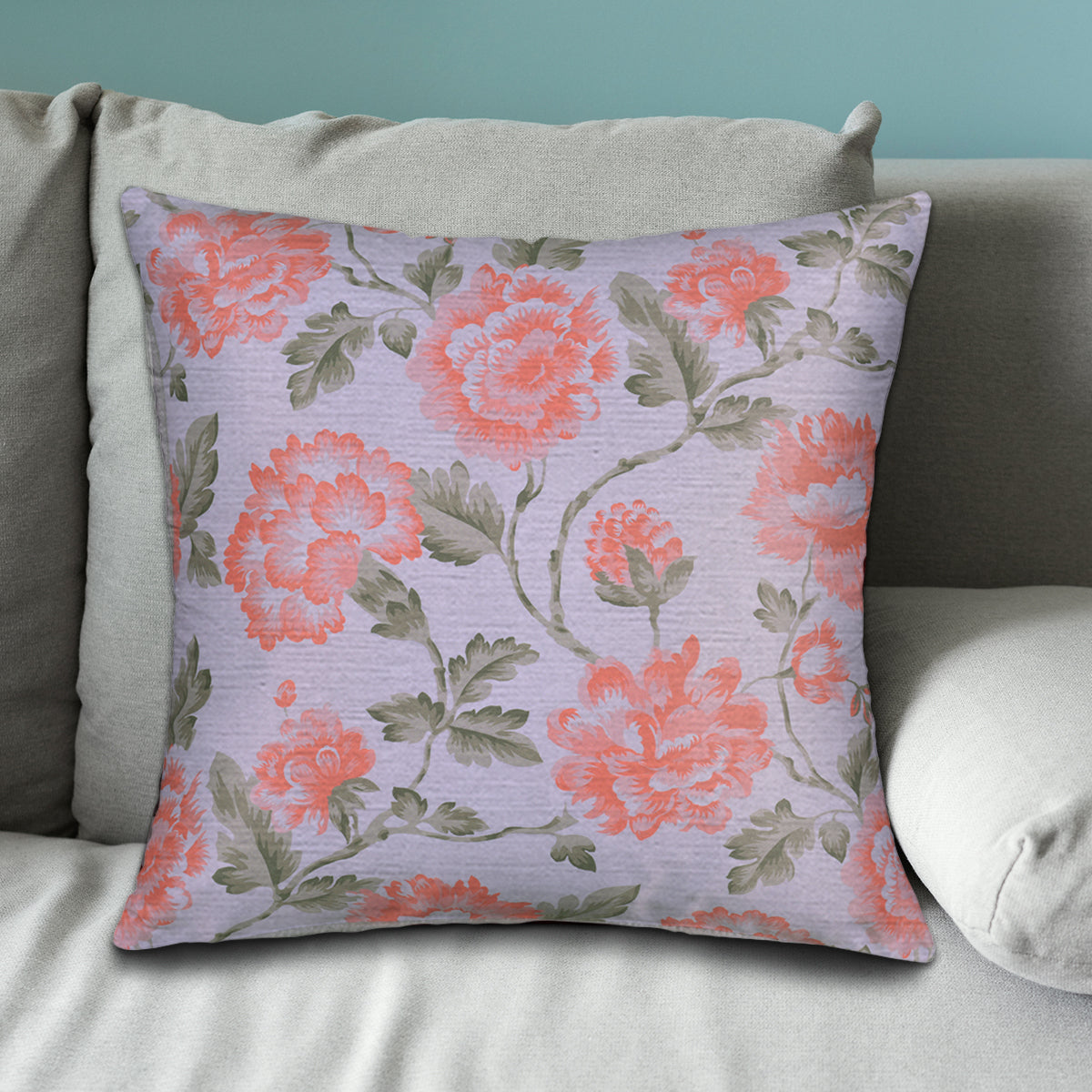 Floral Printed Throw Pillow Covers - 20 x 20 Inches