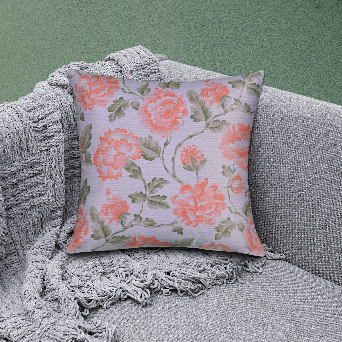 Floral Printed Throw Pillow Covers - 20 x 20 Inches