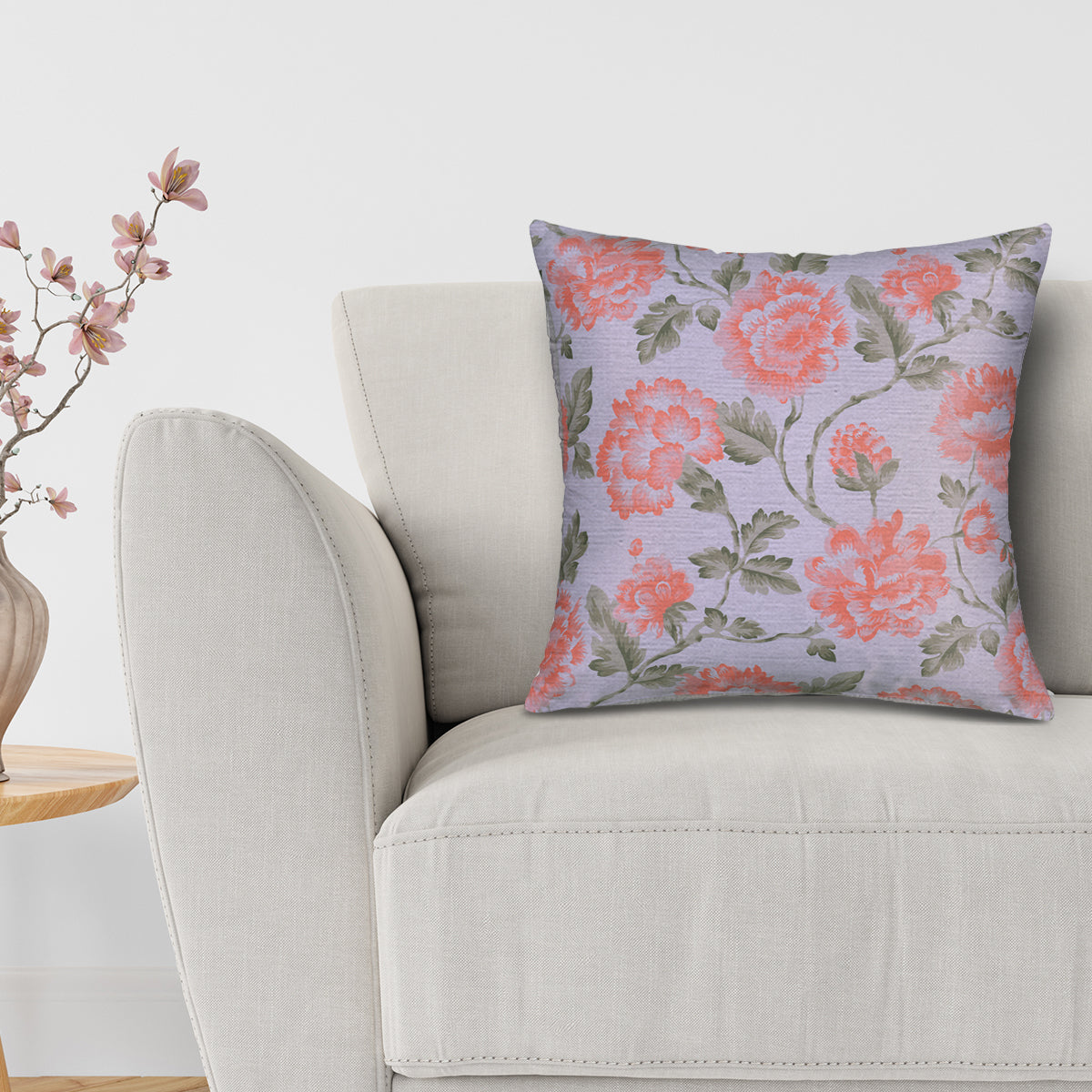 Floral Printed Throw Pillow Covers - 20 x 20 Inches