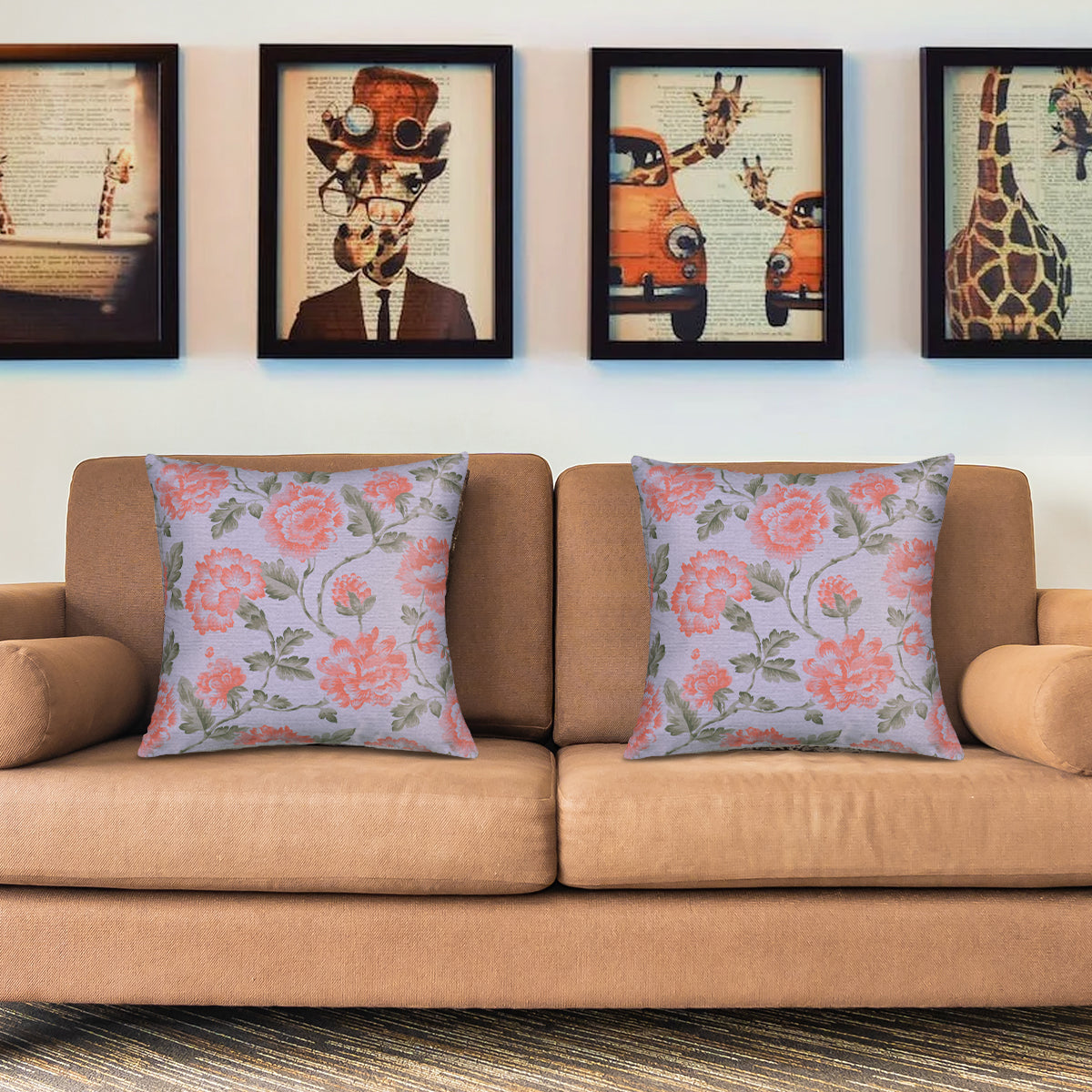 Floral Printed Throw Pillow Covers - 20 x 20 Inches