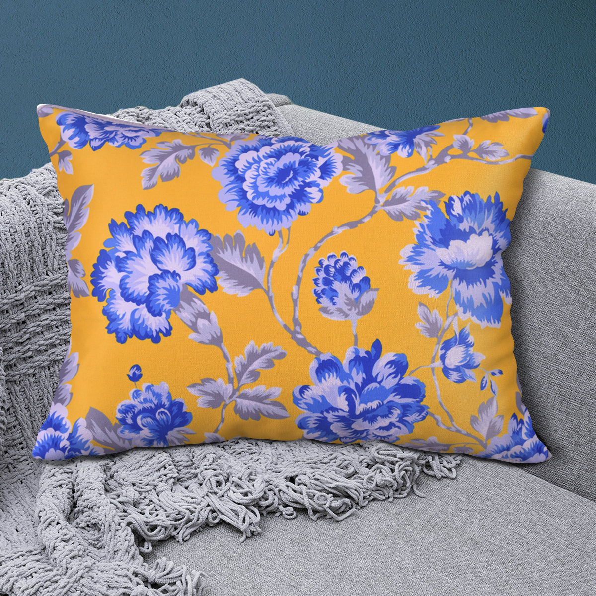 Floral Printed Throw Pillow Covers - 14 x 20 Inches