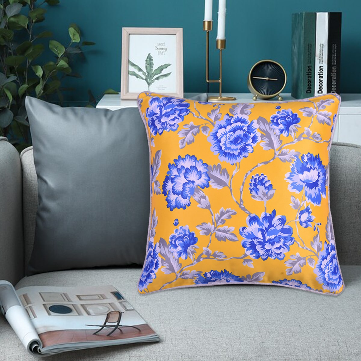 Floral Printed Throw Pillow Covers - 20 x 20 Inches