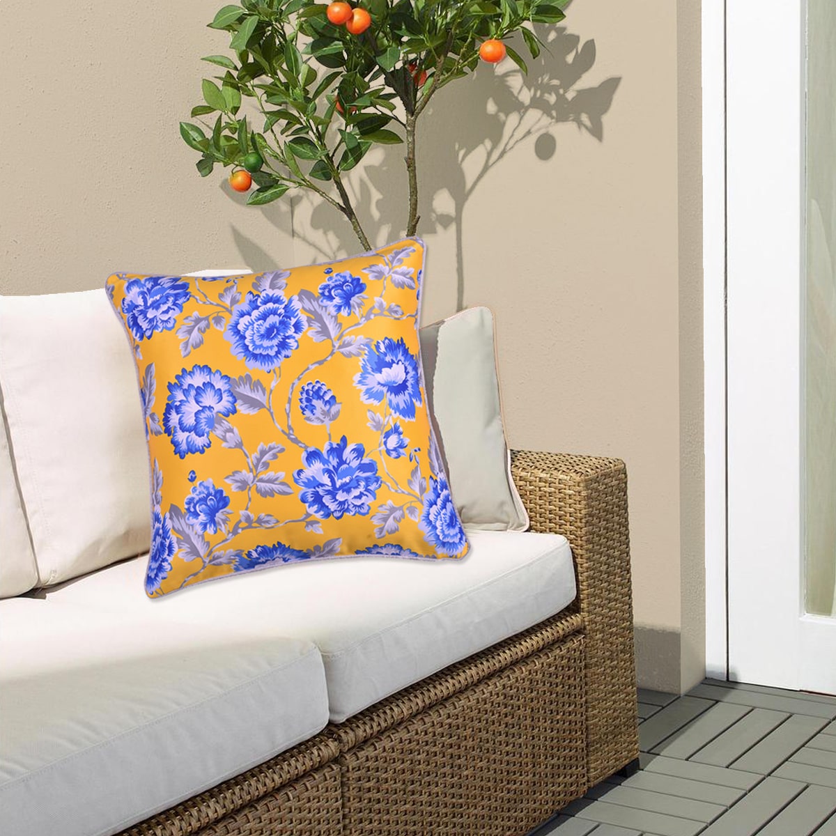 Floral Printed Throw Pillow Covers - 20 x 20 Inches