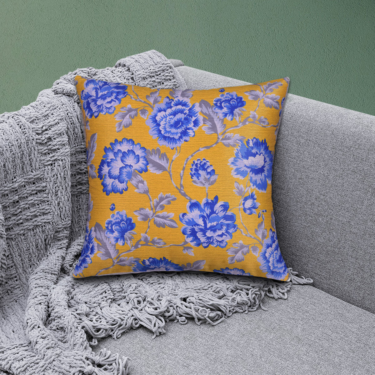 Floral Printed Throw Pillow Covers - 20 x 20 Inches