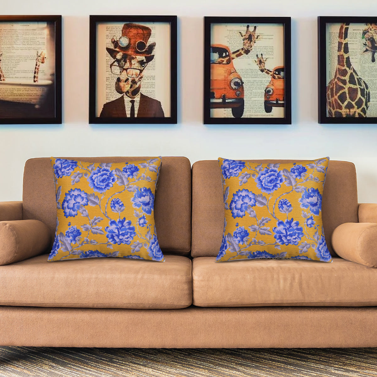Floral Printed Throw Pillow Covers - 20 x 20 Inches