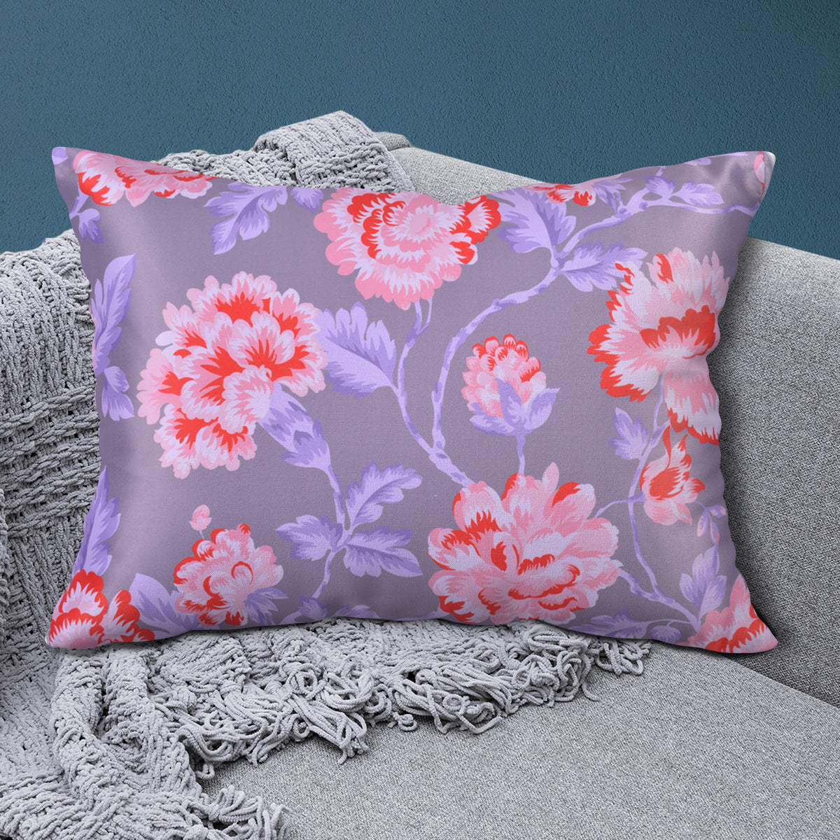 Floral Printed Throw Pillow Covers - 14 x 20 Inches