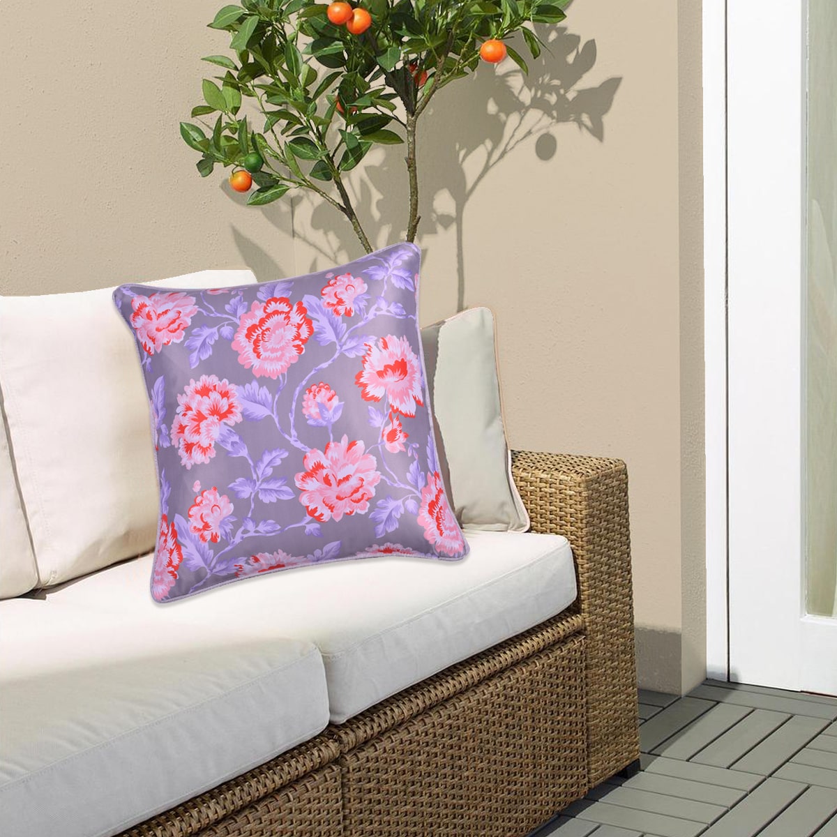 Floral Printed Throw Pillow Covers - 20 x 20 Inches