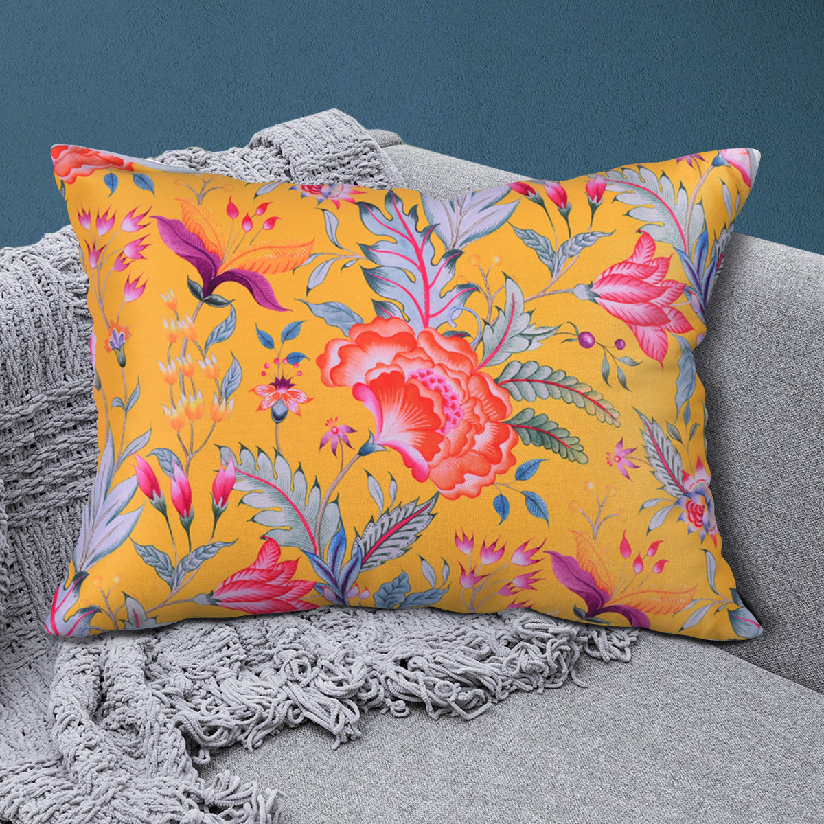 Floral Printed Throw Pillow Covers - 14 x 20 Inches