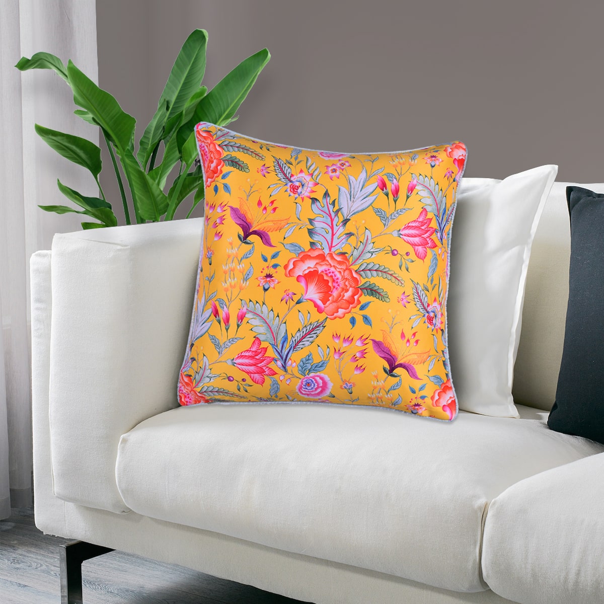 Floral Printed Throw Pillow Covers - 20 x 20 Inches