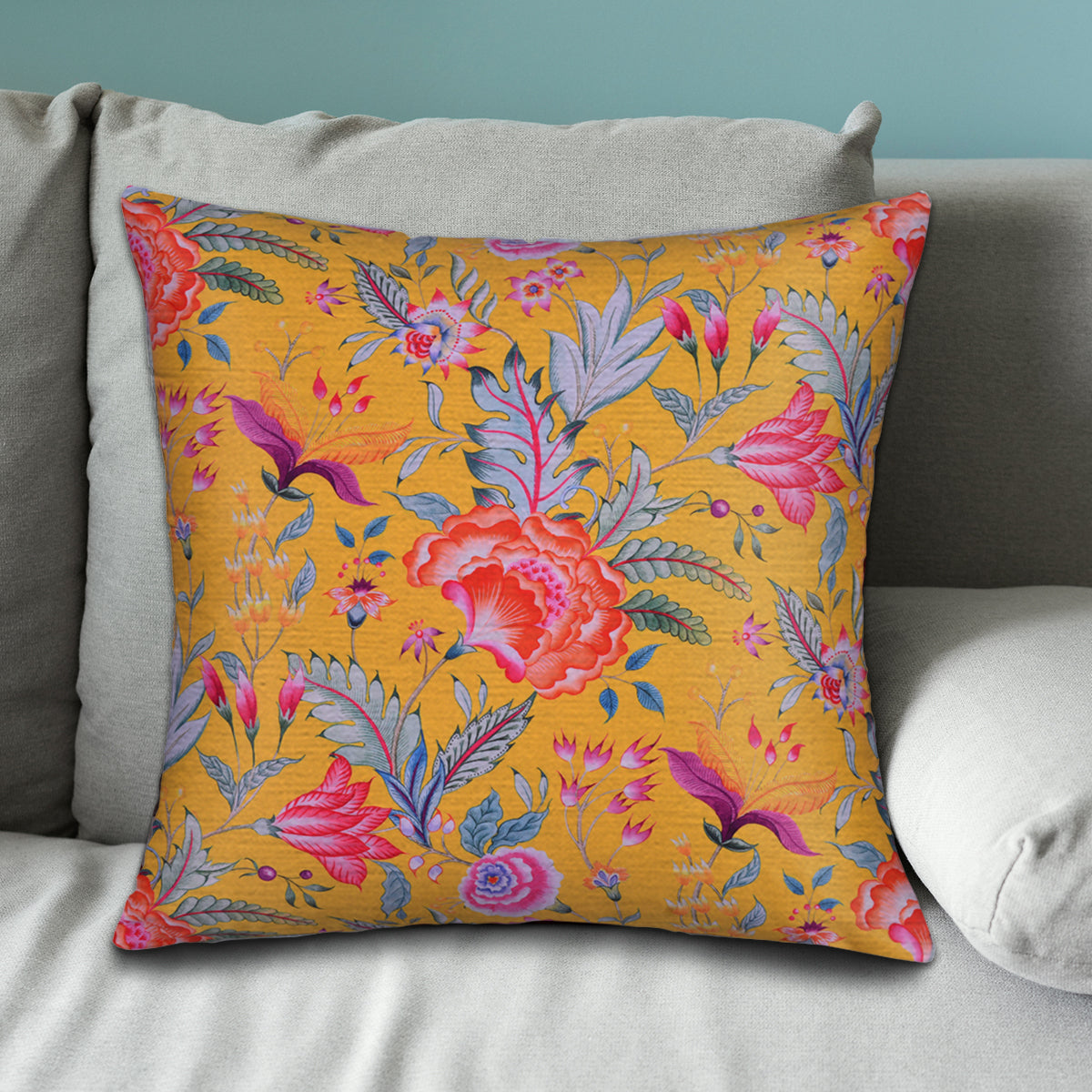 Floral Printed Throw Pillow Covers - 20 x 20 Inches