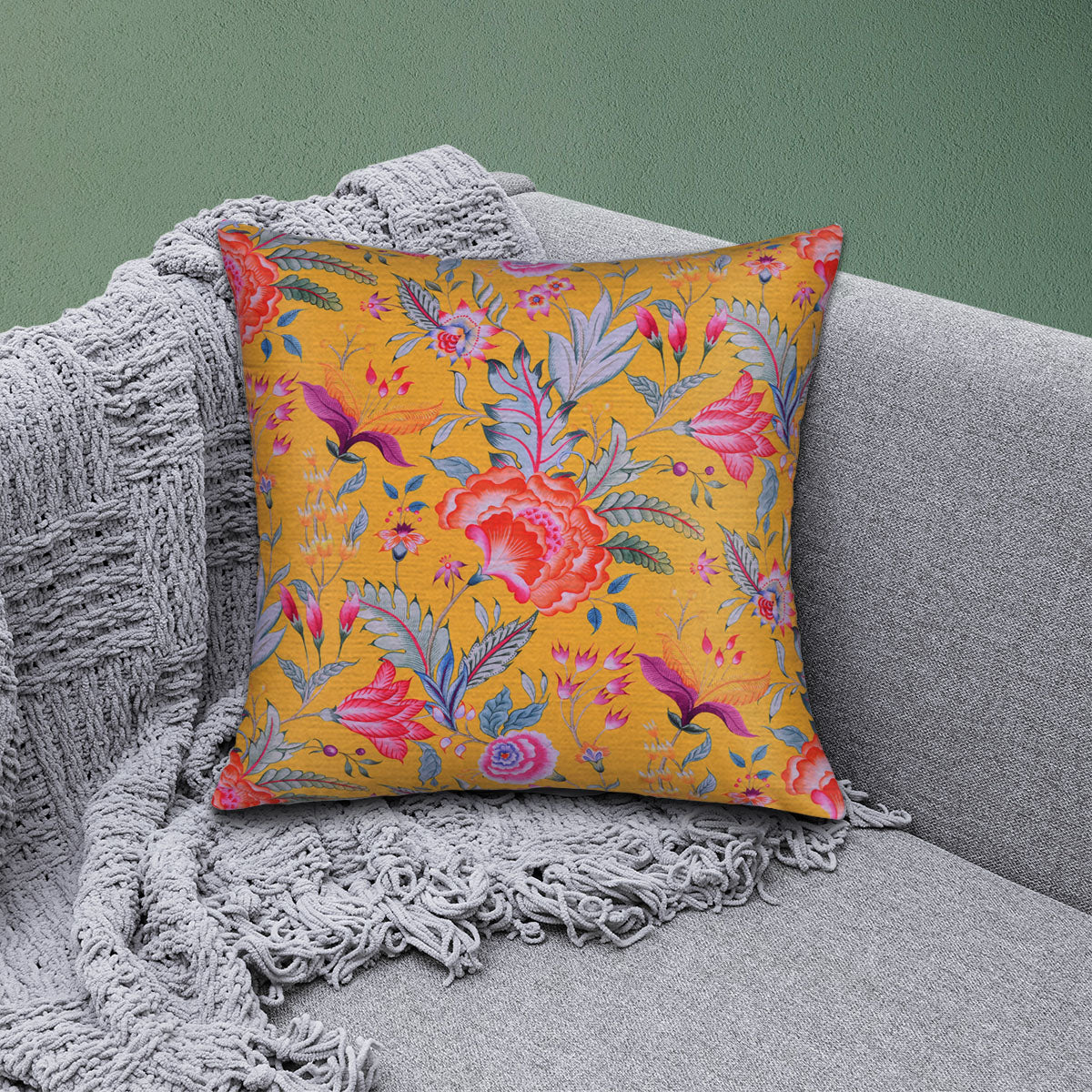 Floral Printed Throw Pillow Covers - 20 x 20 Inches