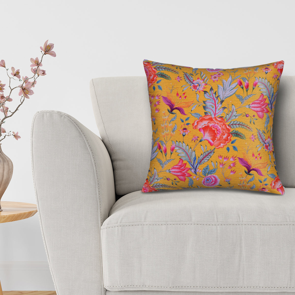 Floral Printed Throw Pillow Covers - 20 x 20 Inches