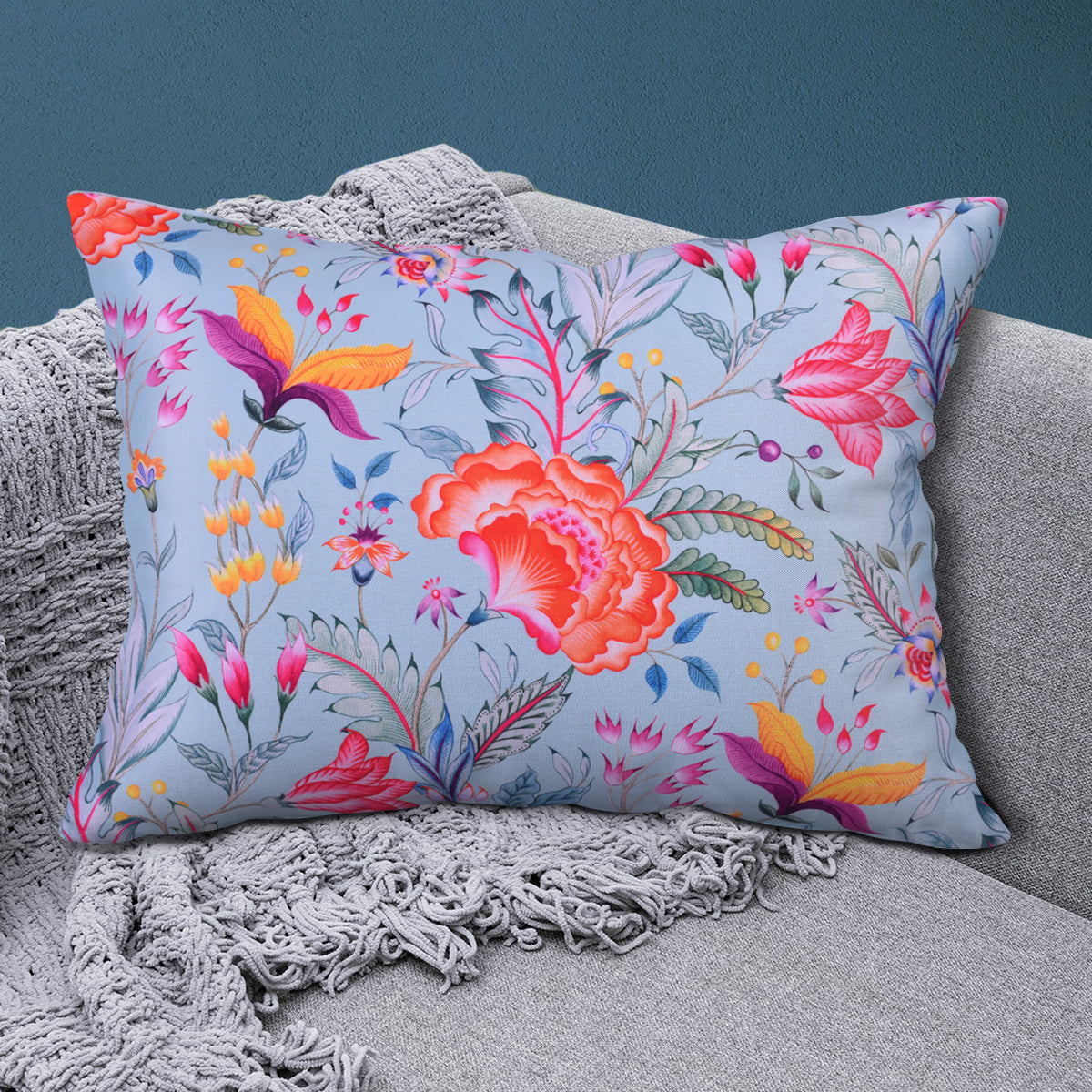 Floral Printed Throw Pillow Covers - 14 x 20 Inches