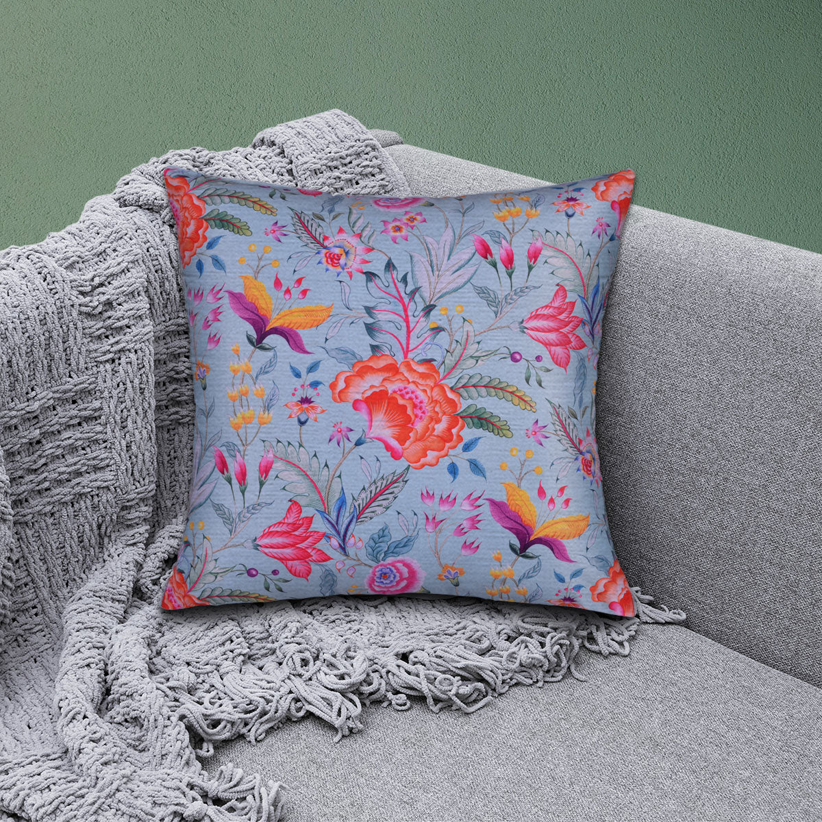 Floral Printed Throw Pillow Covers - 20 x 20 Inches