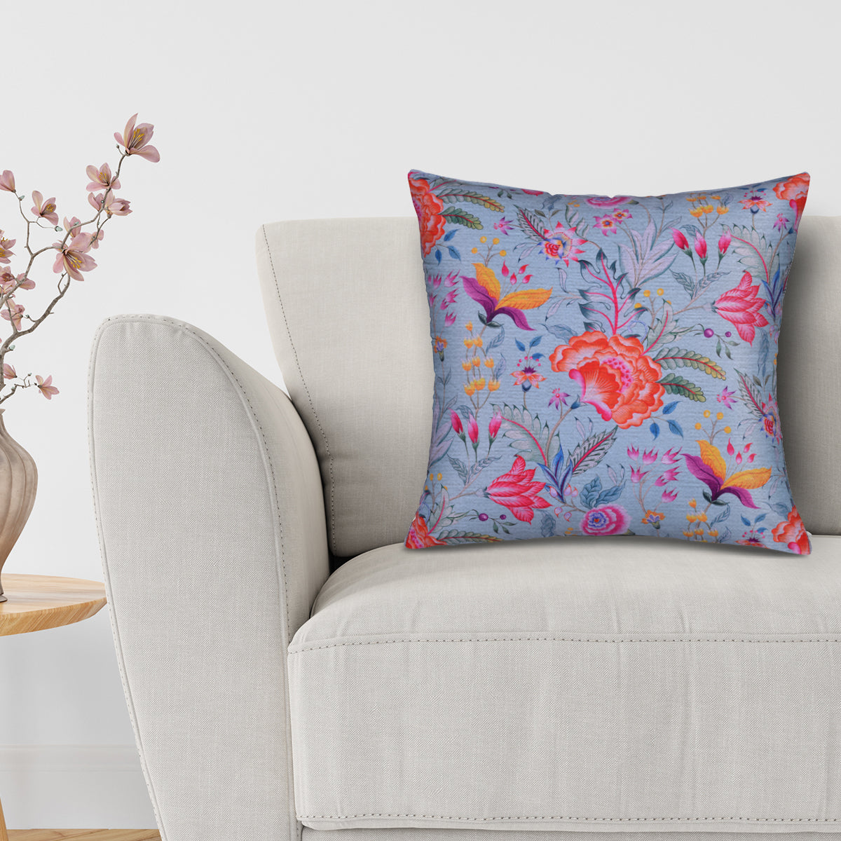 Floral Printed Throw Pillow Covers - 20 x 20 Inches