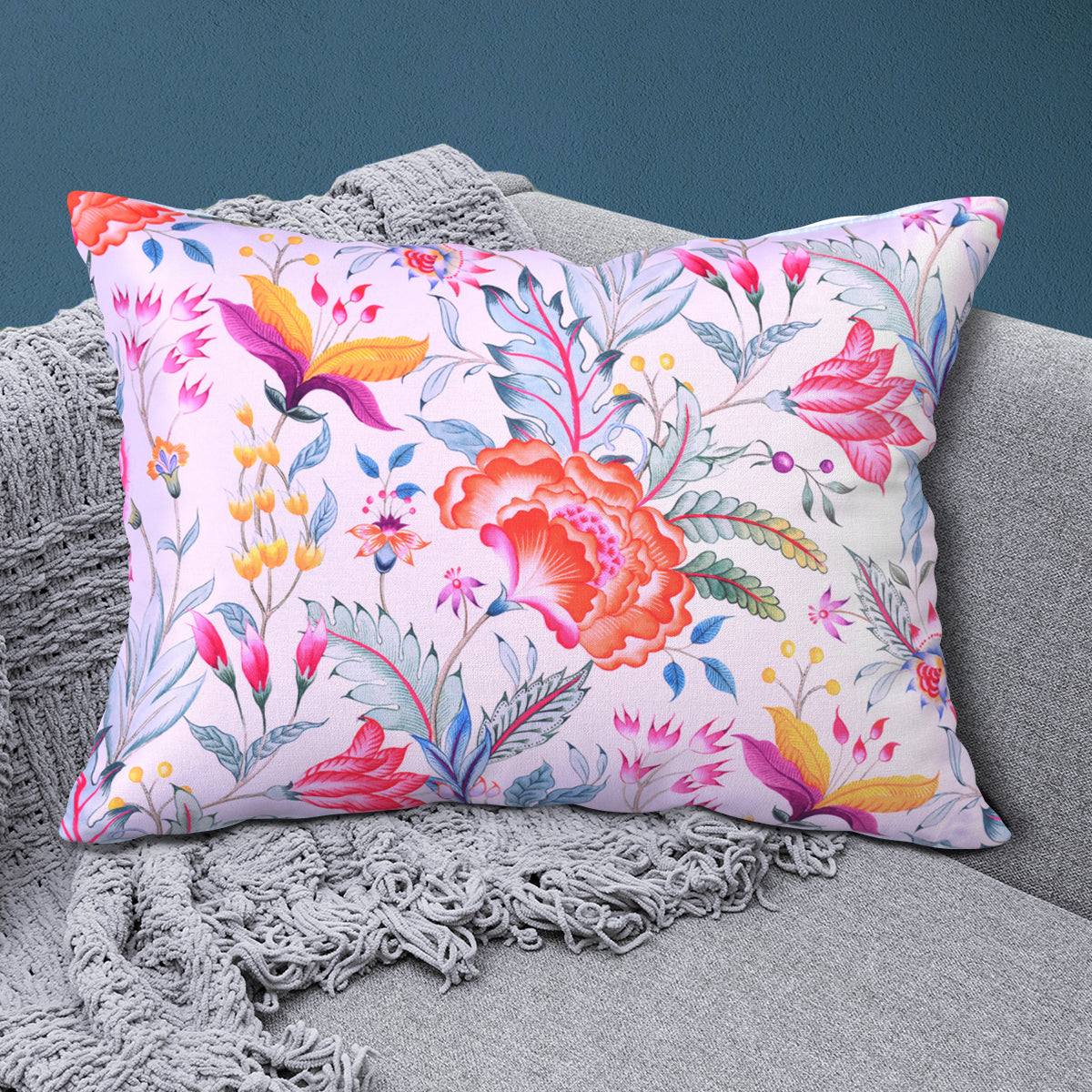 Floral Printed Throw Pillow Covers - 14 x 20 Inches