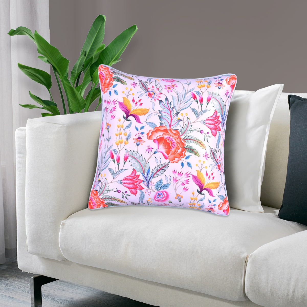Floral Printed Throw Pillow Covers - 20 x 20 Inches