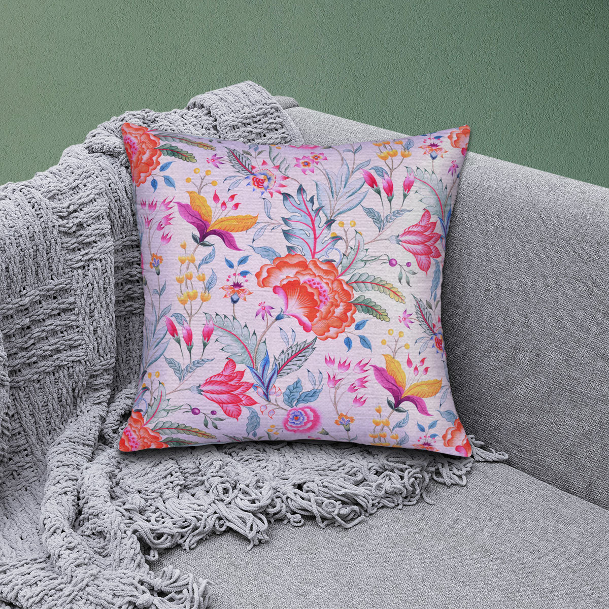 Floral Printed Throw Pillow Covers - 20 x 20 Inches
