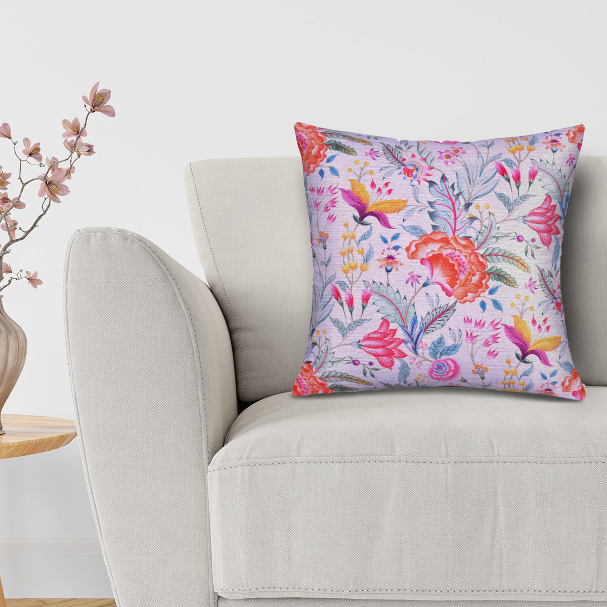 Floral Printed Throw Pillow Covers - 20 x 20 Inches