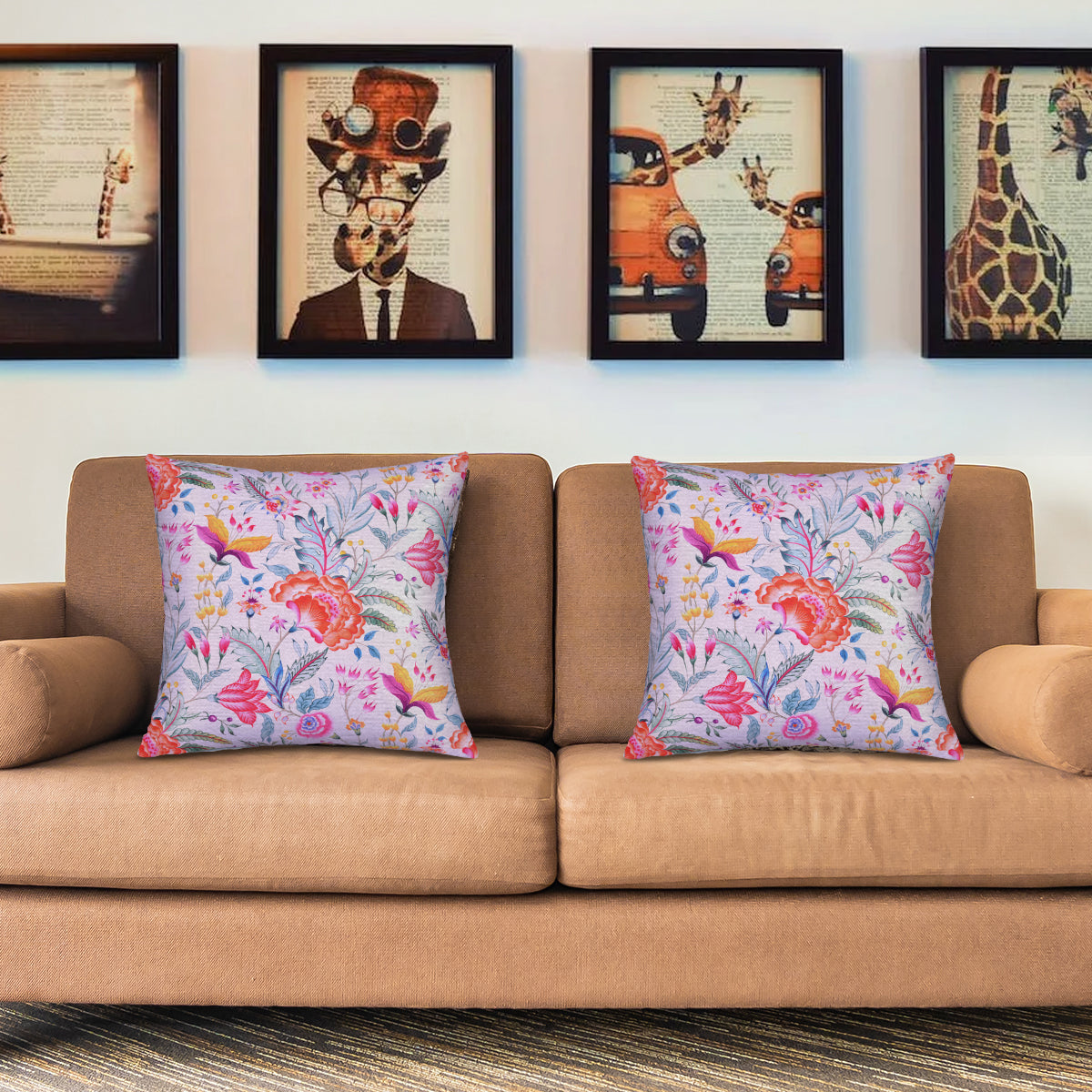 Floral Printed Throw Pillow Covers - 20 x 20 Inches