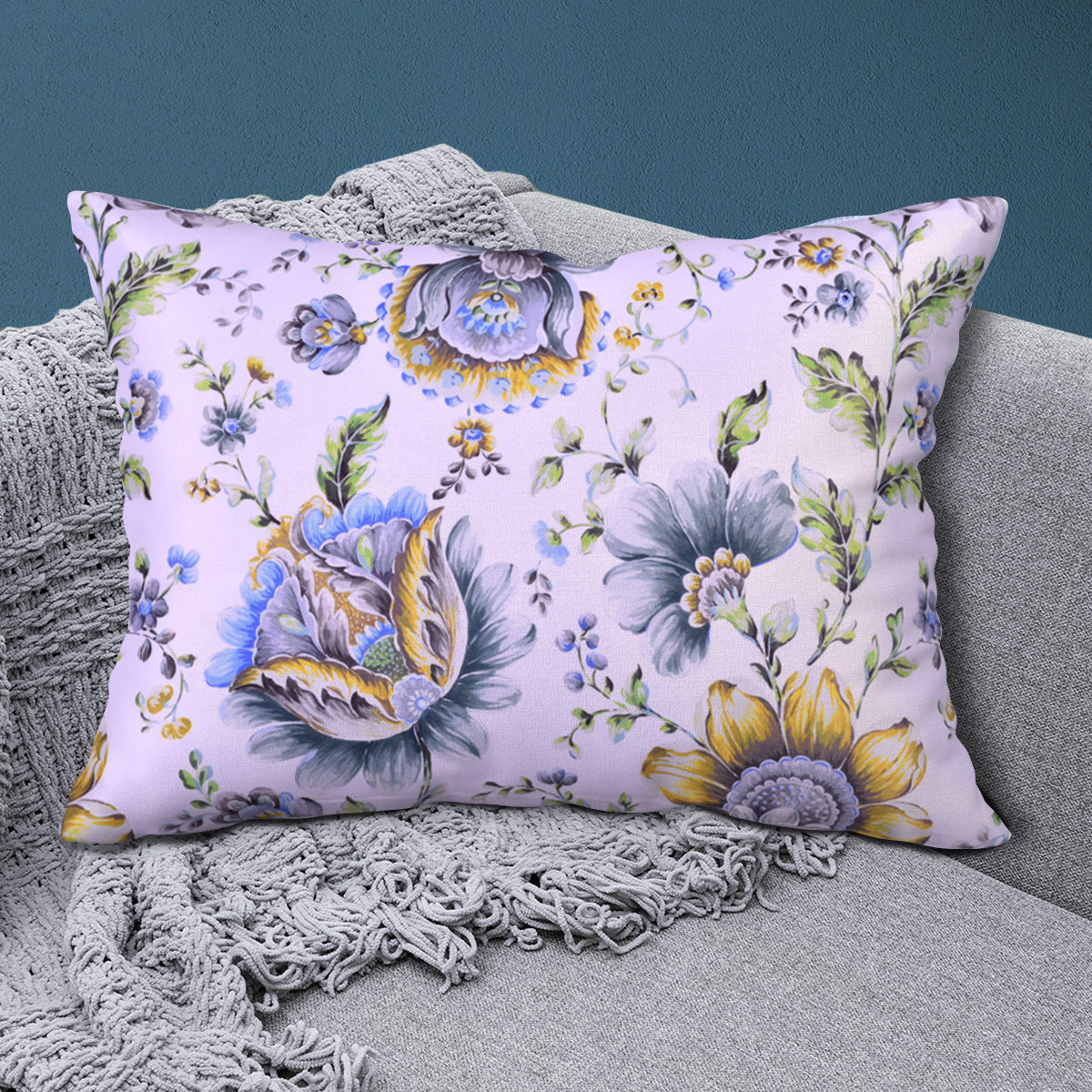 Floral Printed Throw Pillow Covers - 14 x 20 Inches