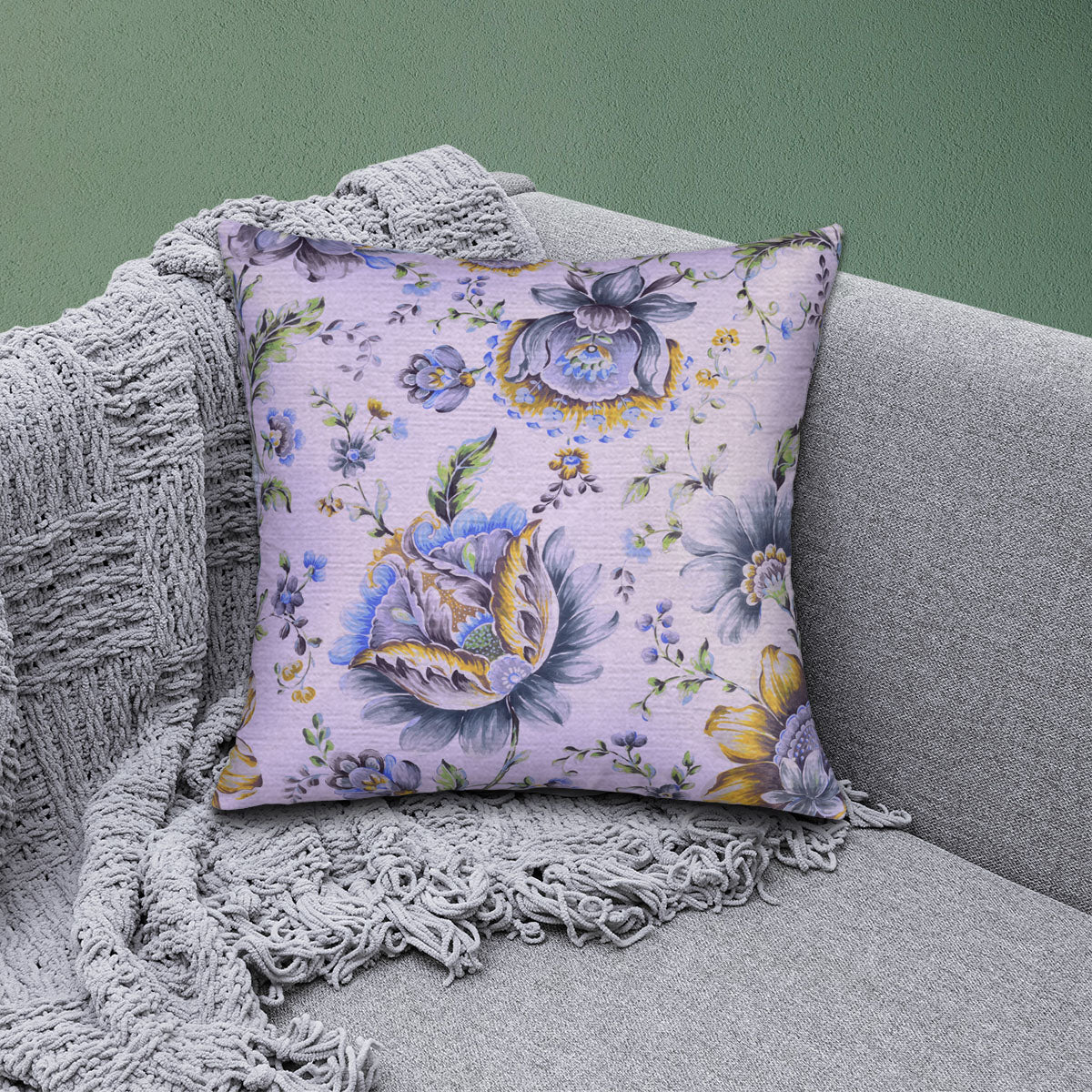 Floral Printed Throw Pillow Covers - 20 x 20 Inches