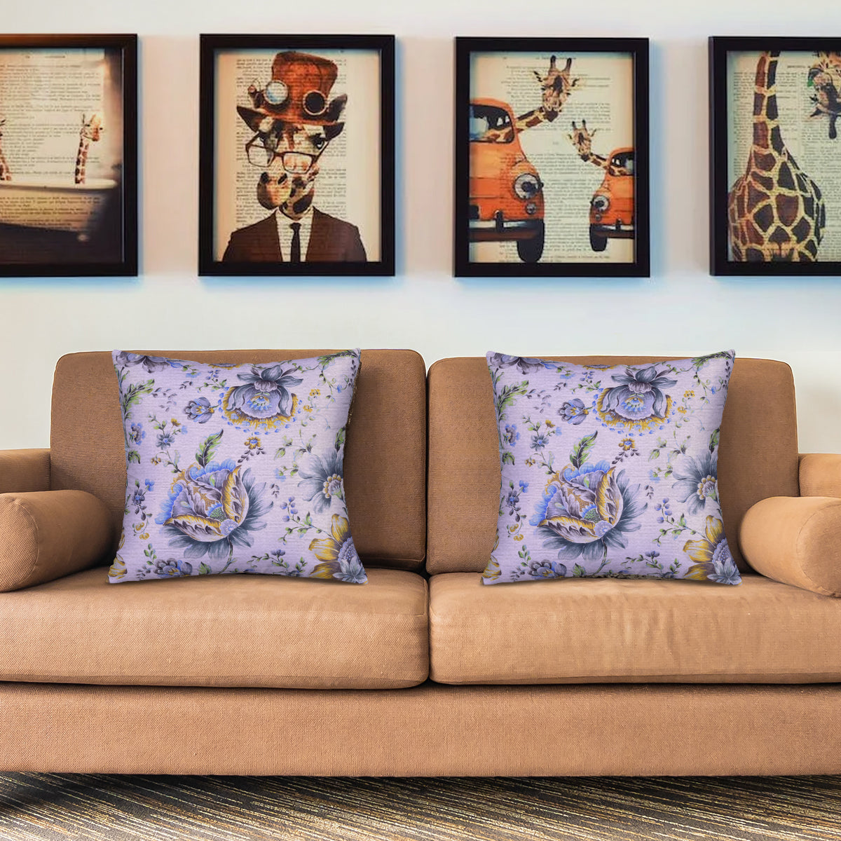 Floral Printed Throw Pillow Covers - 20 x 20 Inches