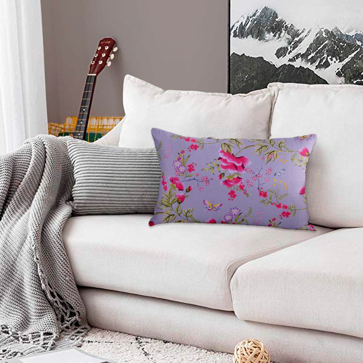 Floral Printed Throw Pillow Covers - 14 x 20 Inches