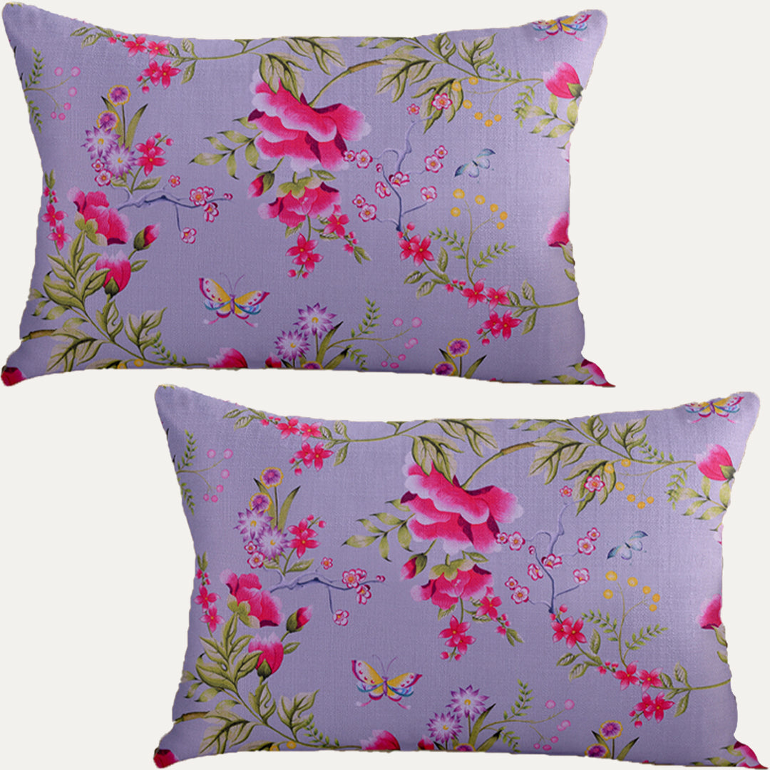 Floral Printed Throw Pillow Covers - 14 x 20 Inches