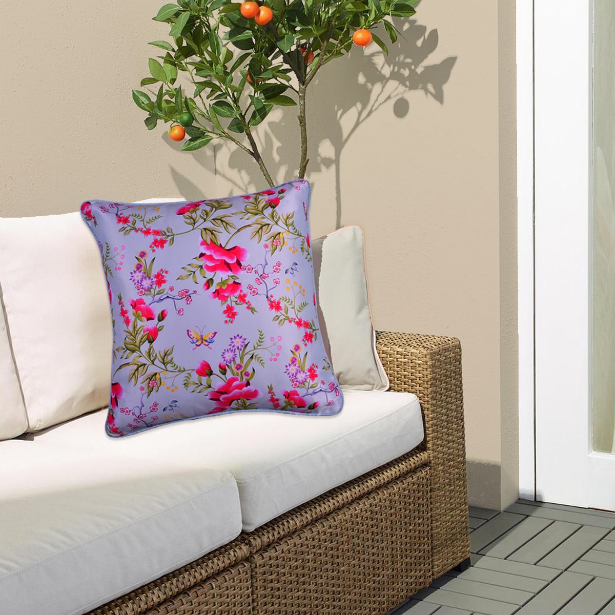 Floral Printed Throw Pillow Covers - 20 x 20 Inches