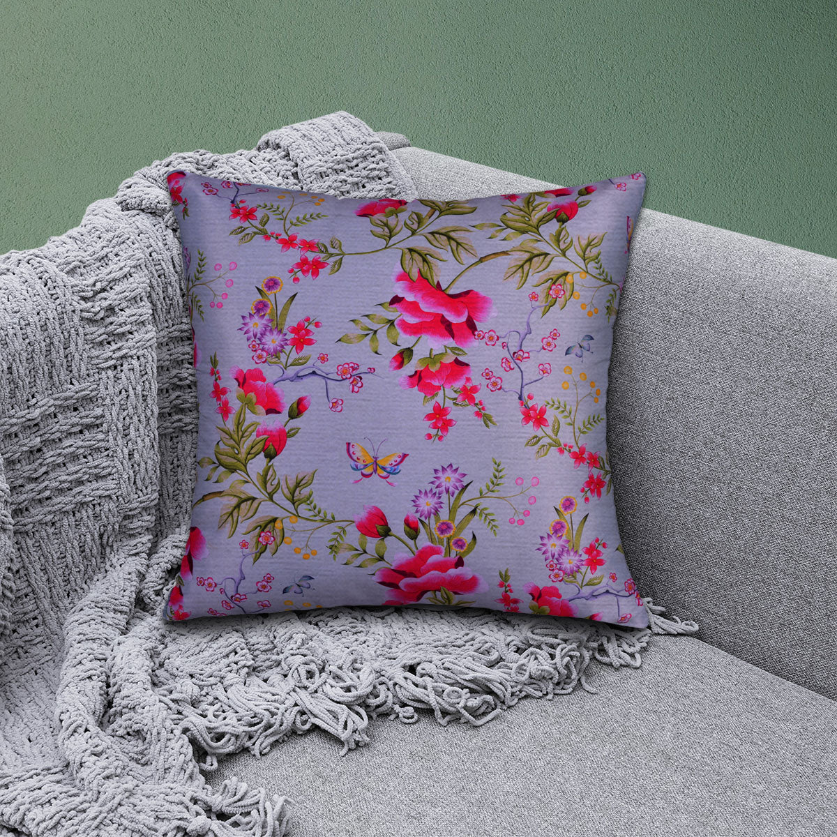Floral Printed Throw Pillow Covers - 20 x 20 Inches