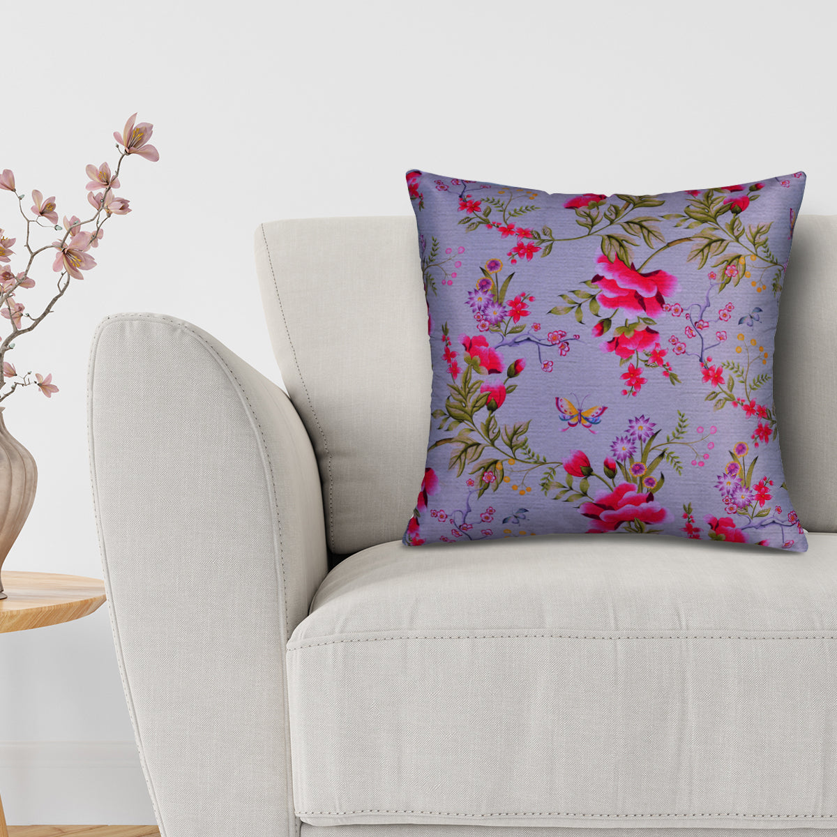 Floral Printed Throw Pillow Covers - 20 x 20 Inches
