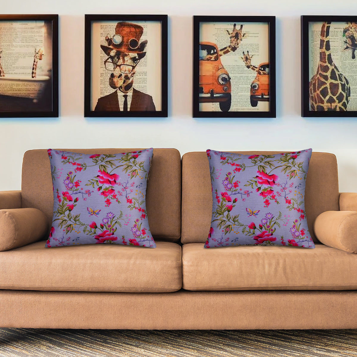 Floral Printed Throw Pillow Covers - 20 x 20 Inches